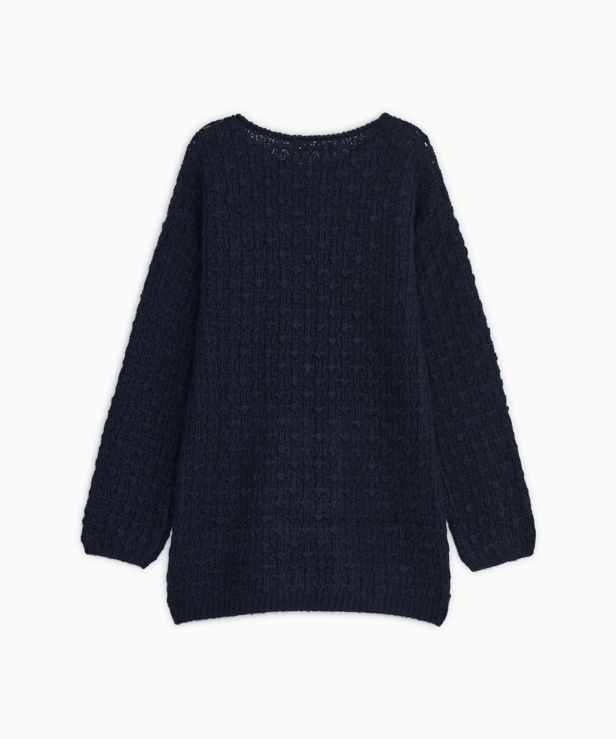오헤시오(OHESHIO) NUBBY TEXTURED HALF KNIT, NAVY