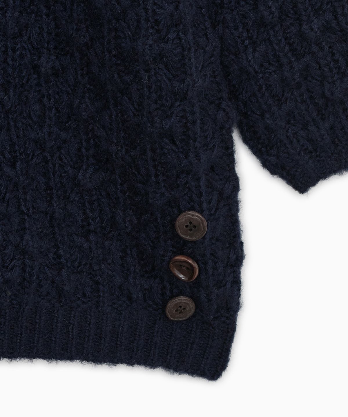 오헤시오(OHESHIO) NUBBY TEXTURED HALF KNIT, NAVY