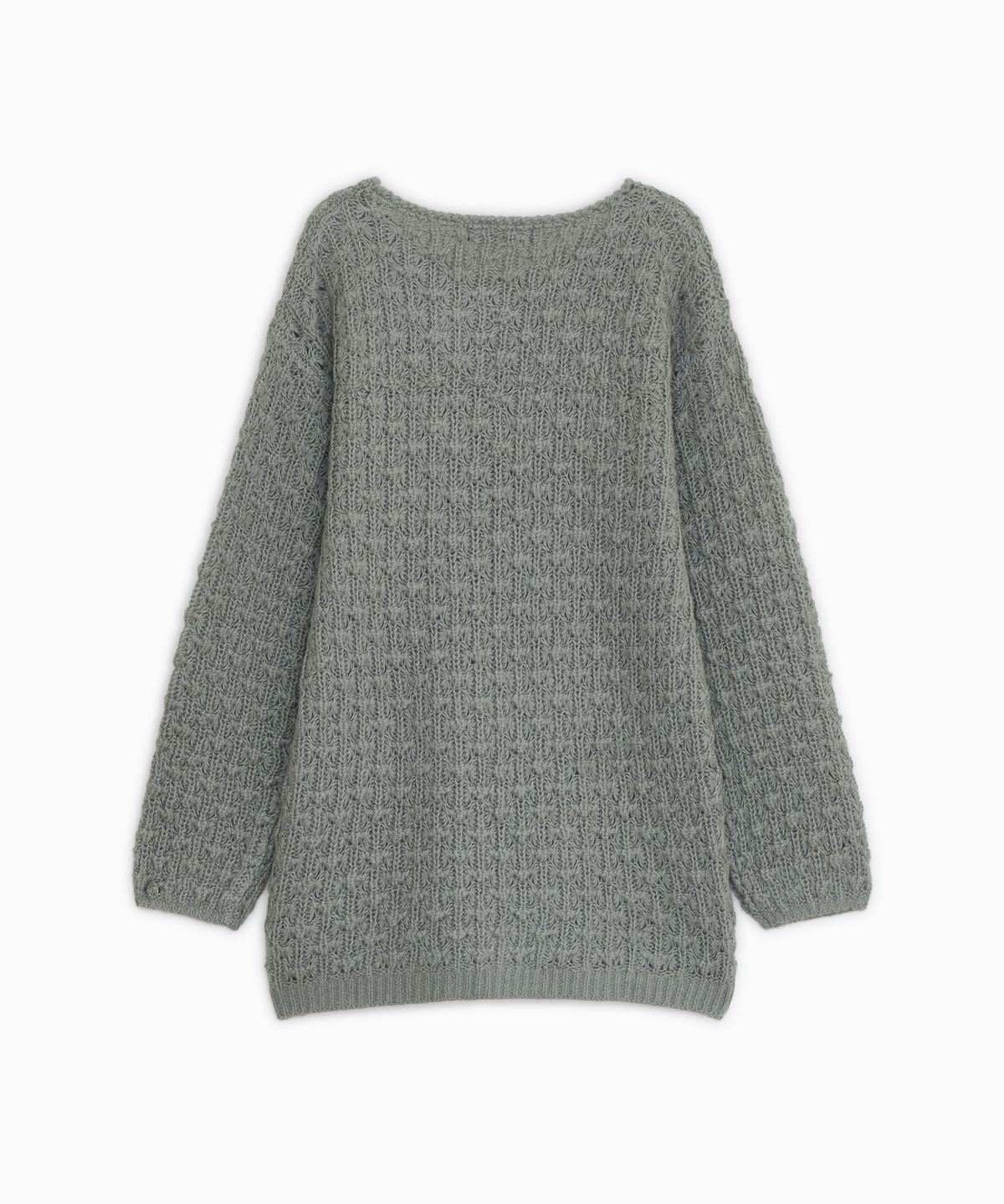 오헤시오(OHESHIO) NUBBY TEXTURED HALF KNIT, GRAY