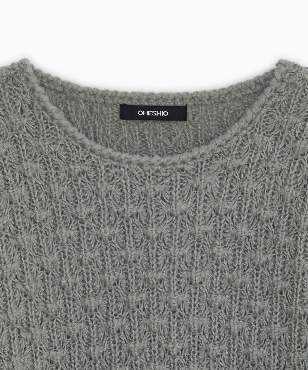 오헤시오(OHESHIO) NUBBY TEXTURED HALF KNIT, GRAY