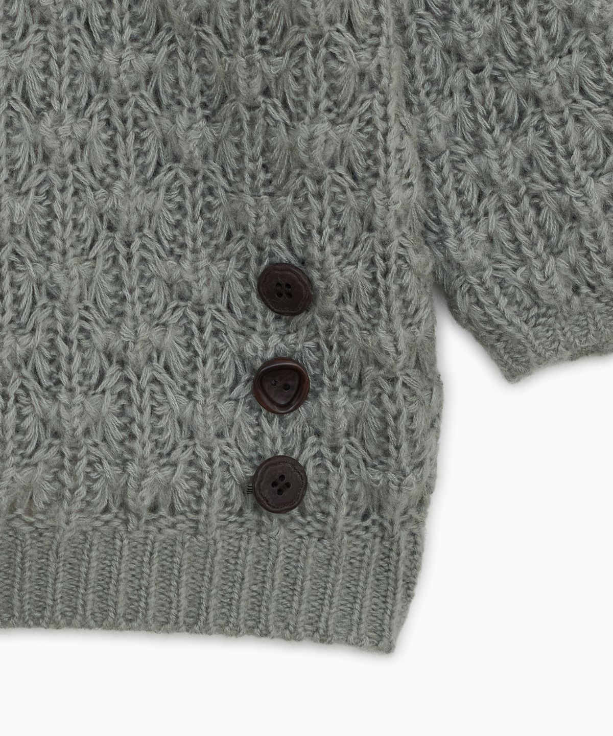 오헤시오(OHESHIO) NUBBY TEXTURED HALF KNIT, GRAY
