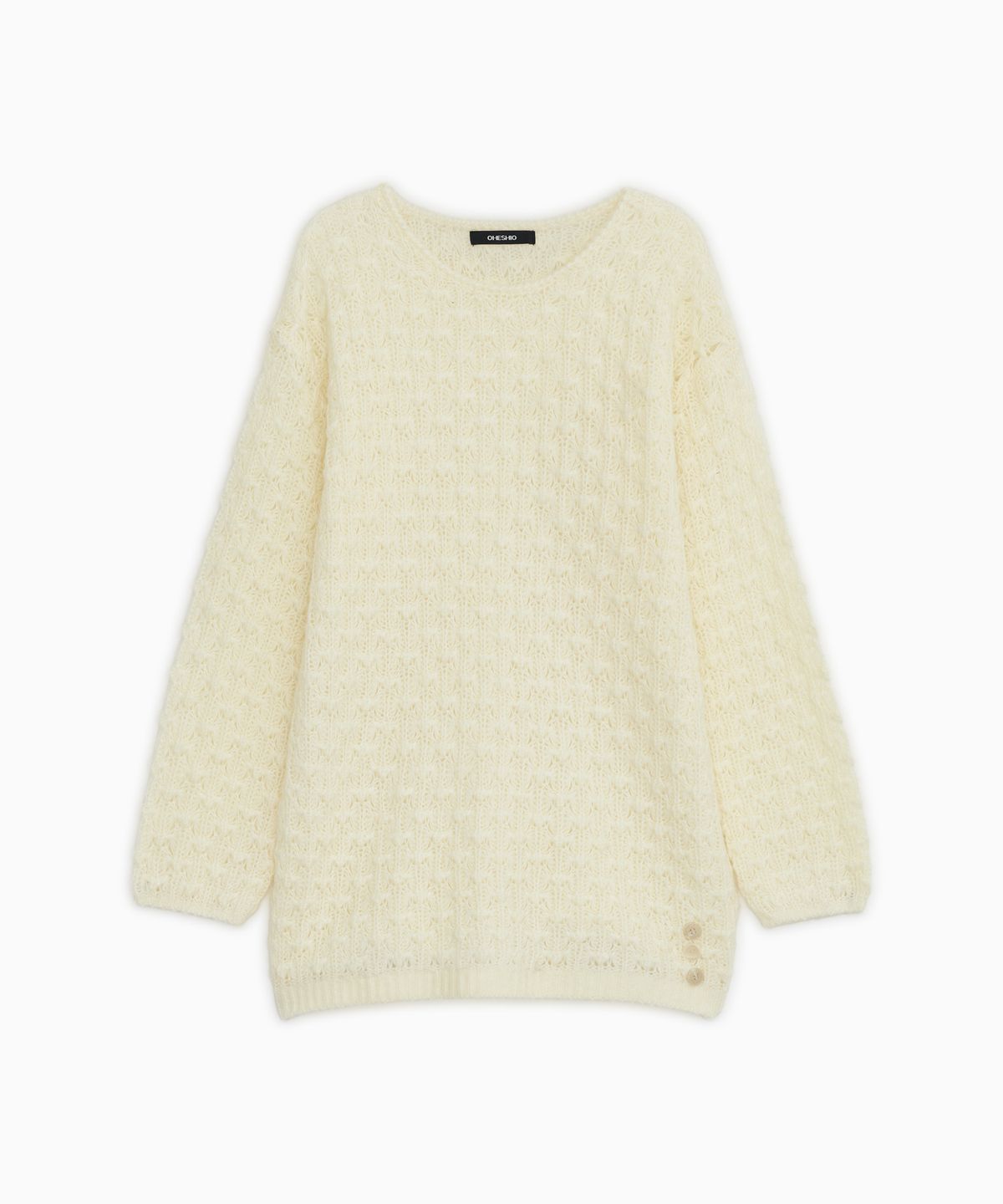 오헤시오(OHESHIO) NUBBY TEXTURED HALF KNIT, CREAM