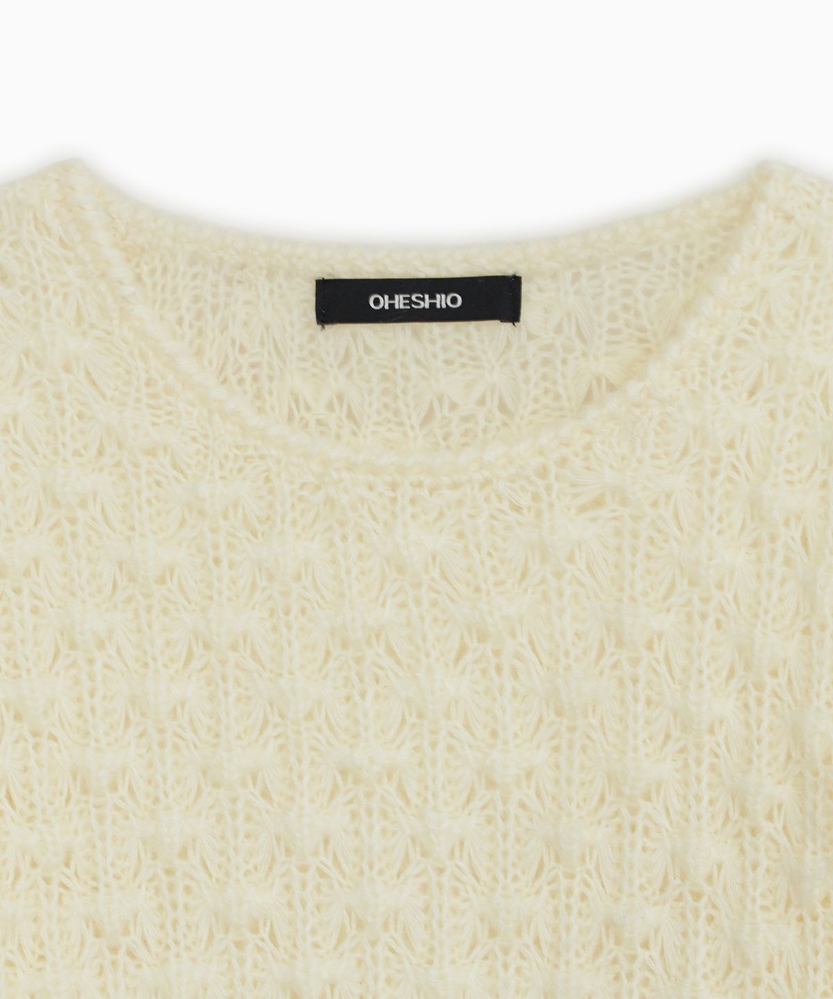 오헤시오(OHESHIO) NUBBY TEXTURED HALF KNIT, CREAM