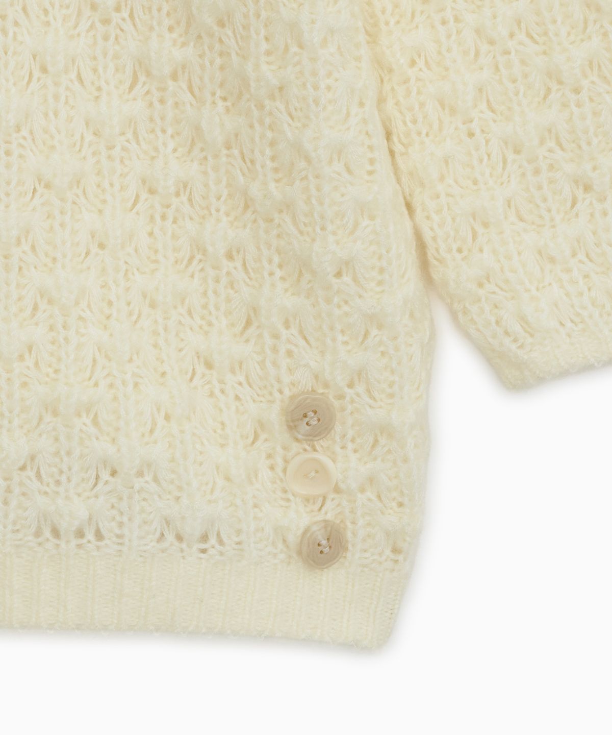 오헤시오(OHESHIO) NUBBY TEXTURED HALF KNIT, CREAM