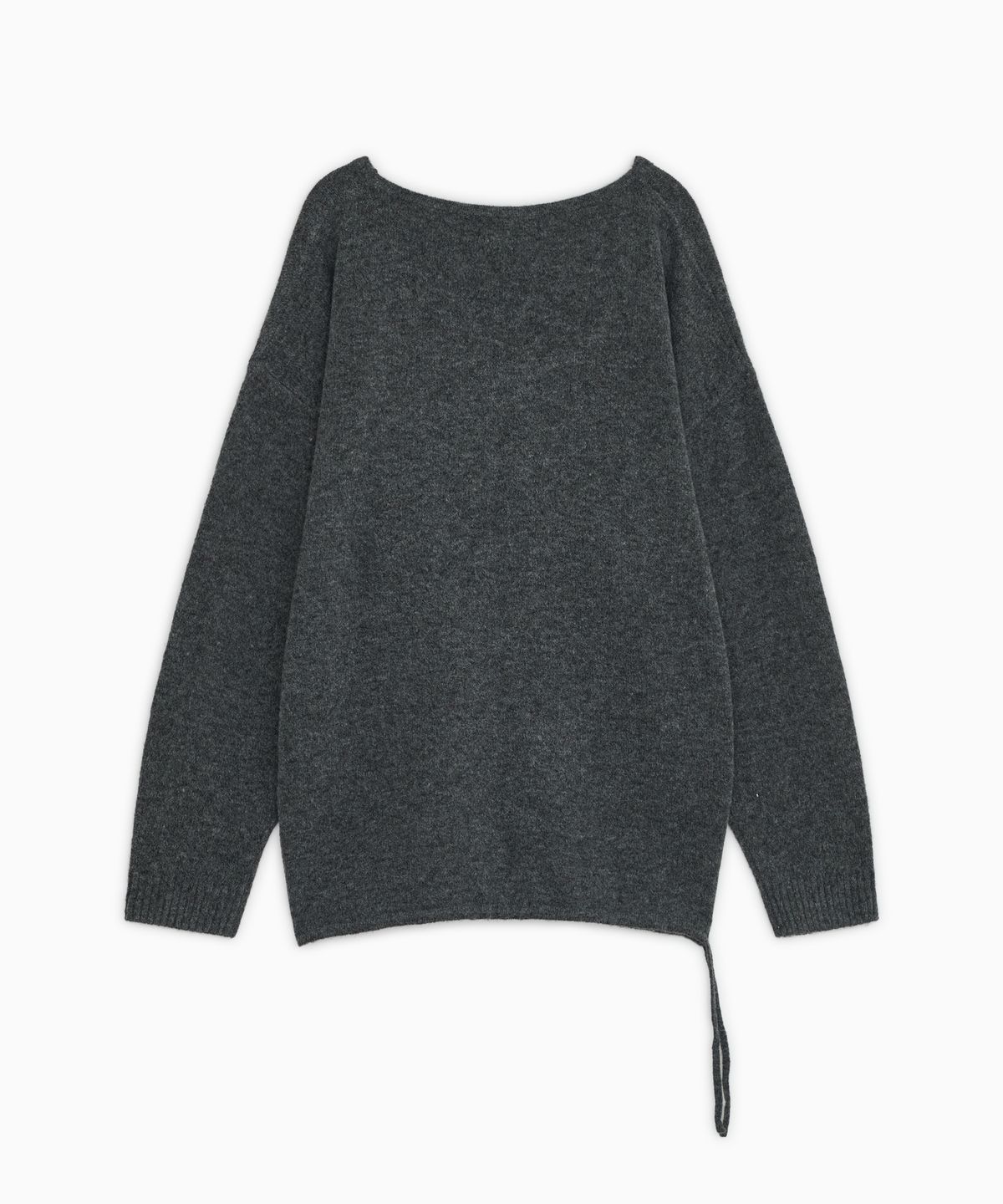 오헤시오(OHESHIO) SOFT ALPACA LAYERED U-NECK KNIT, CHARCOAL