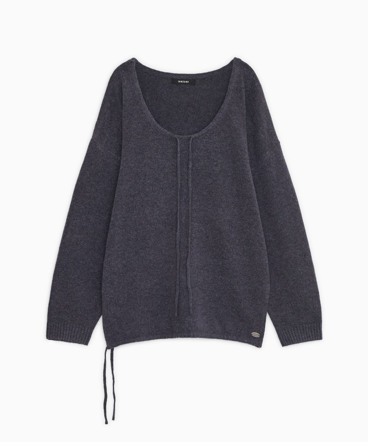 오헤시오(OHESHIO) SOFT ALPACA LAYERED U-NECK KNIT, PURPLE