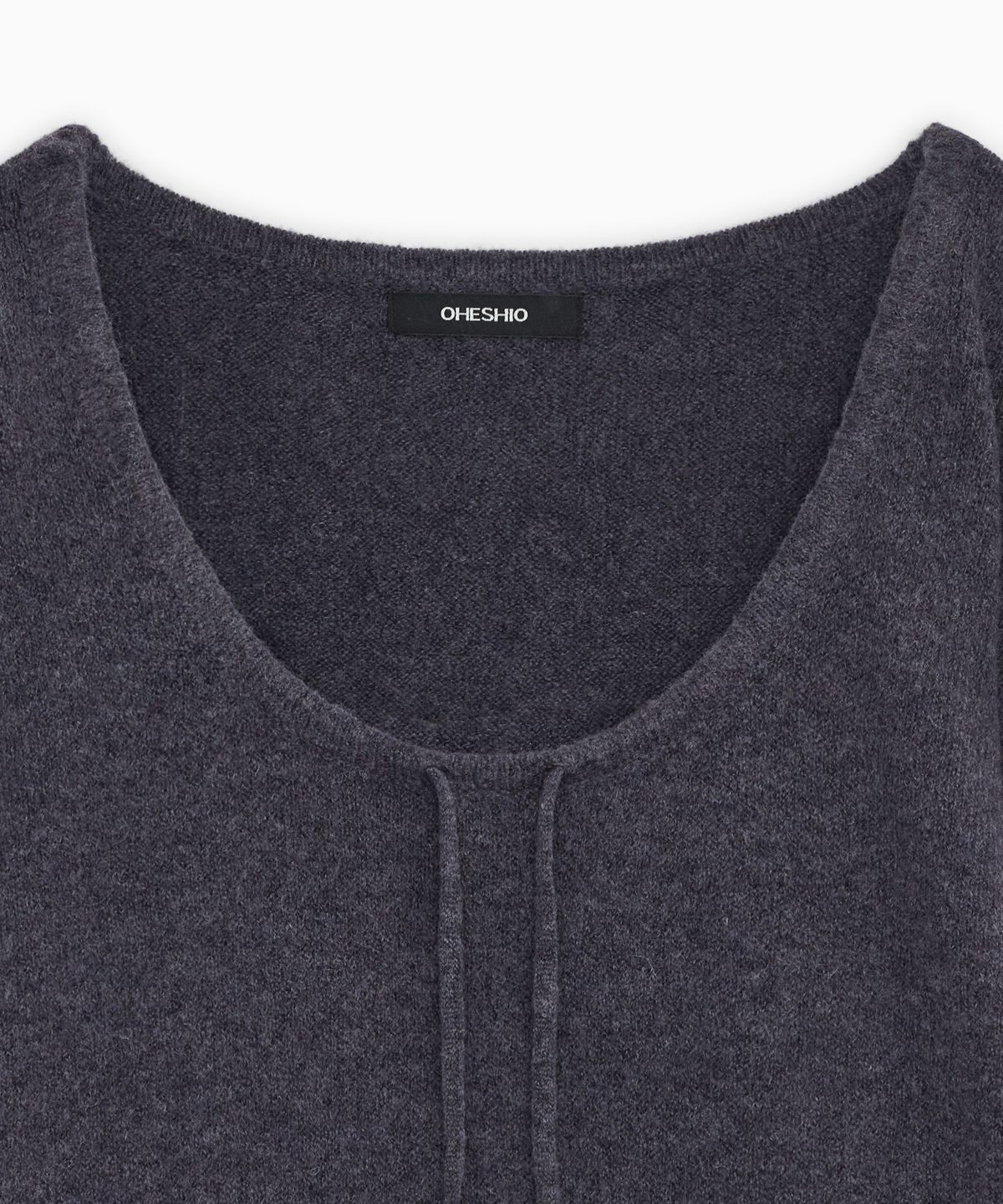 오헤시오(OHESHIO) SOFT ALPACA LAYERED U-NECK KNIT, PURPLE