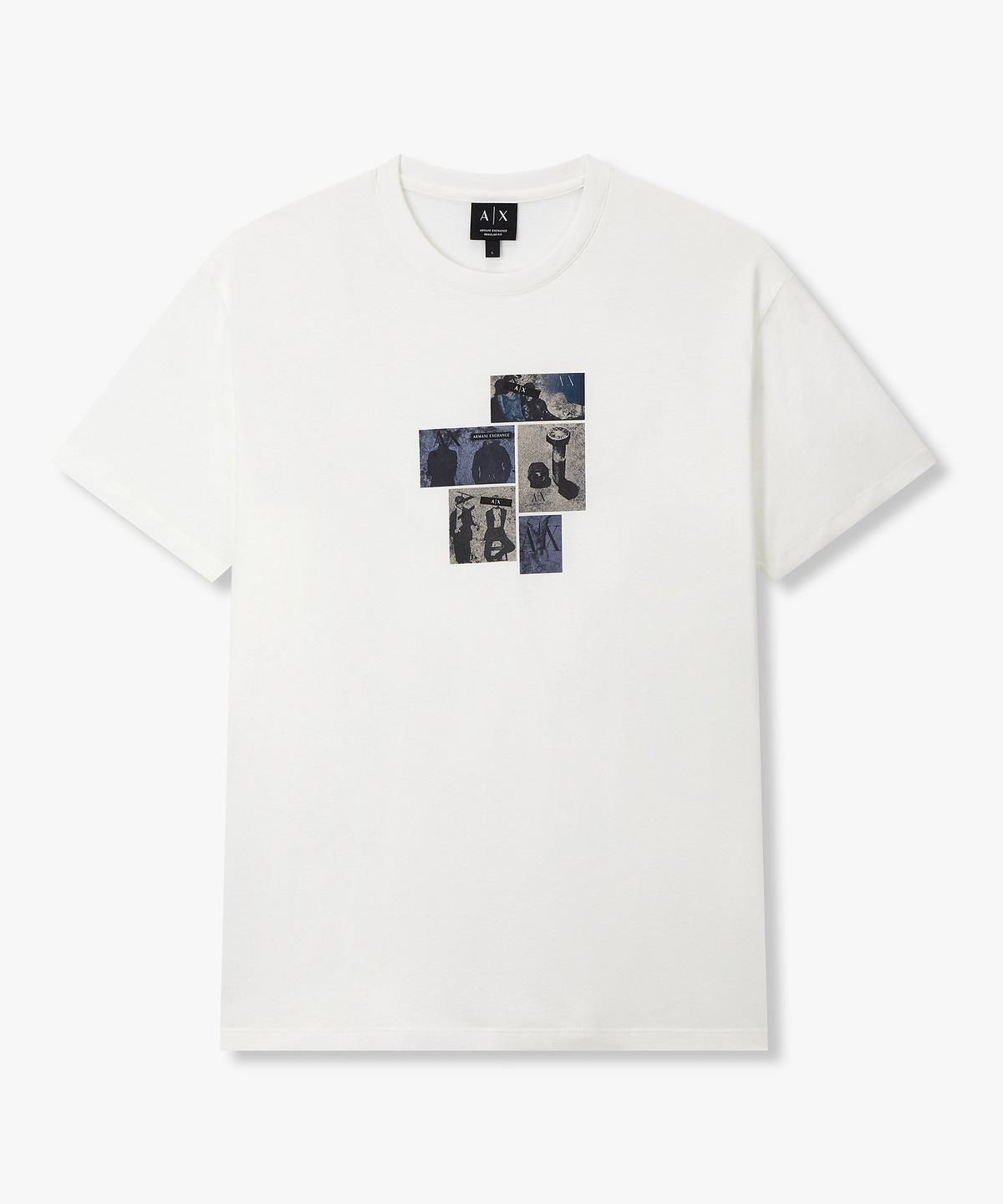 아르마니 익스체인지(ARMANI EXCHANGE) 남성 픽처 그래픽 크루넥 티셔츠 _오프 화이트_A416130023