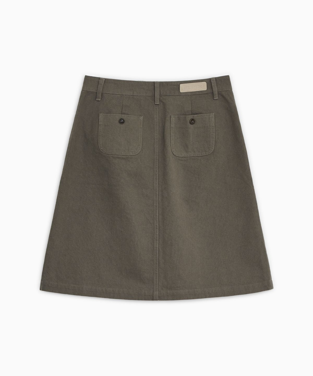 오헤시오(OHESHIO) FLORAL LINE PLEATED MIDI SKIRT, KHAKI