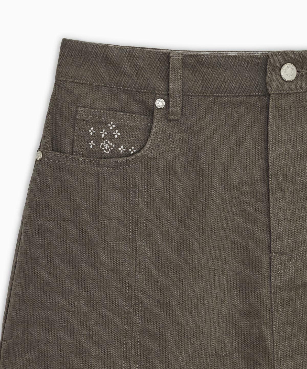 오헤시오(OHESHIO) FLORAL LINE PLEATED MIDI SKIRT, KHAKI