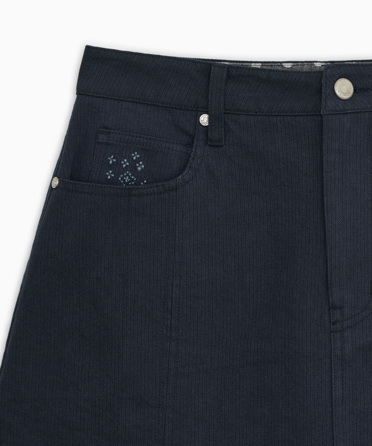 오헤시오(OHESHIO) FLORAL LINE PLEATED MIDI SKIRT, NAVY