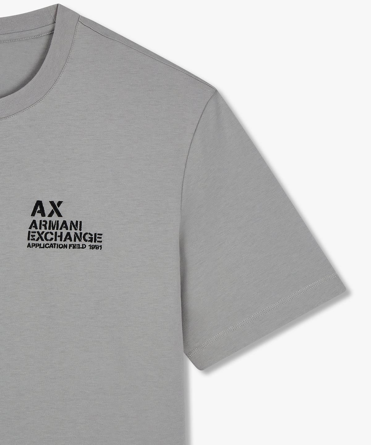 아르마니 익스체인지(ARMANI EXCHANGE) 남성 로고 엠브로이더리 티셔츠 _그레이_A415130039