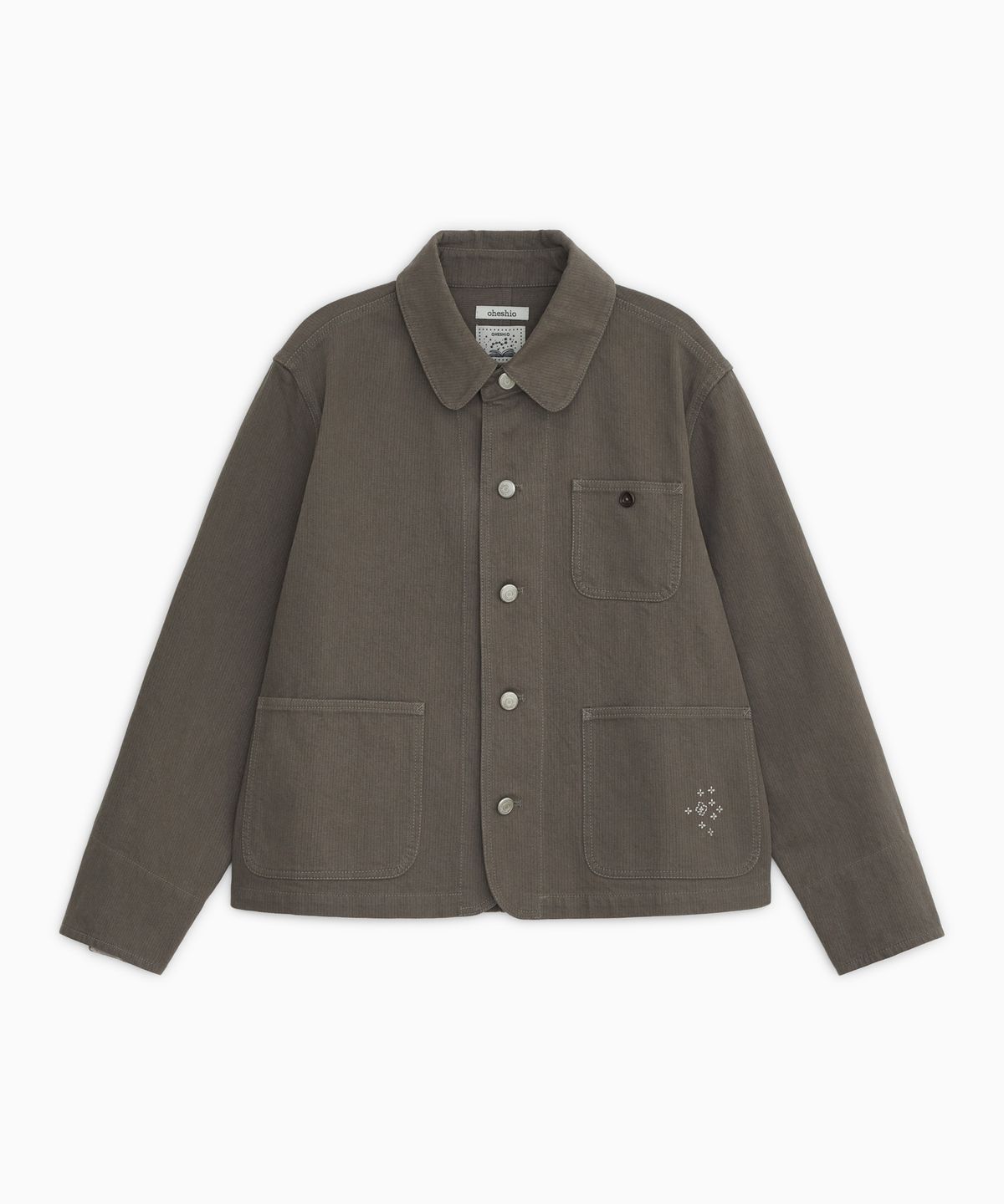 오헤시오(OHESHIO) ROUND COLLAR COTTON JACKET, BROWN KHAKI