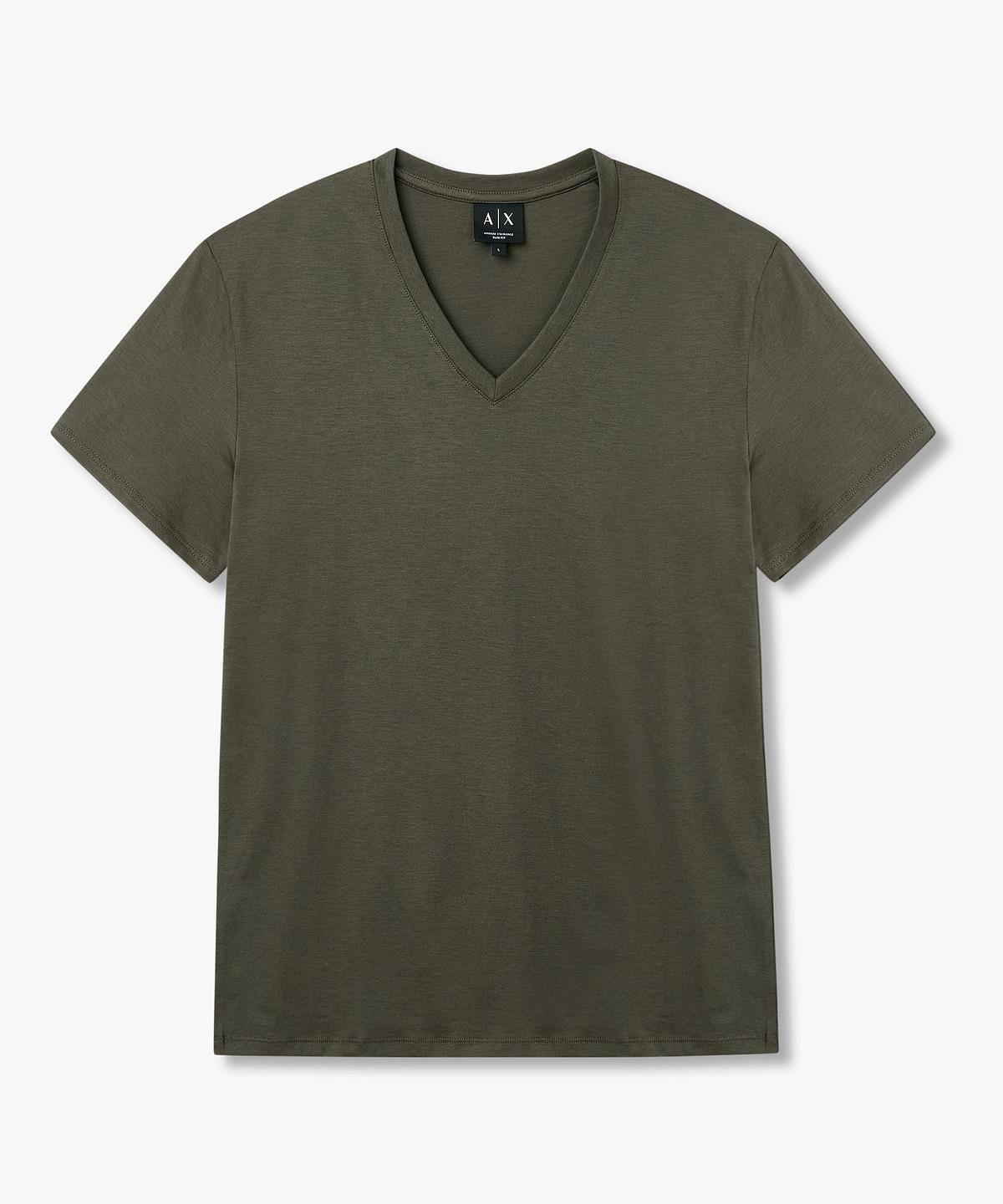 아르마니 익스체인지(ARMANI EXCHANGE) 남성 숏 슬리브 브이넥 슬림 핏 티셔츠 _파티그_A416130002