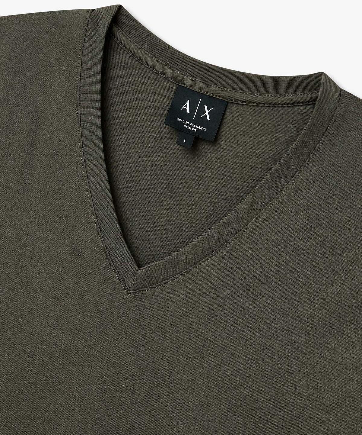아르마니 익스체인지(ARMANI EXCHANGE) 남성 숏 슬리브 브이넥 슬림 핏 티셔츠 _파티그_A416130002