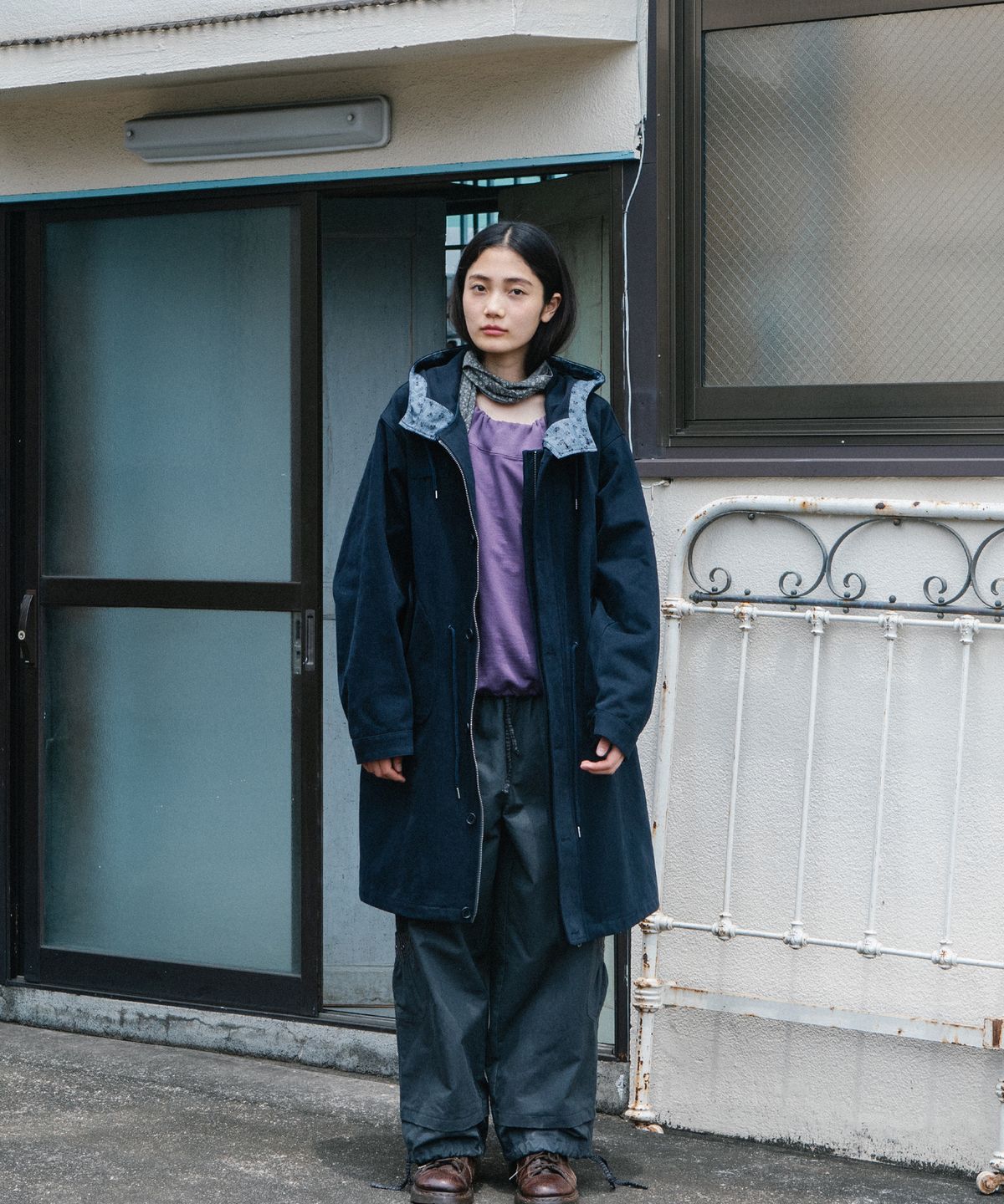 오헤시오(OHESHIO) VINTAGE FLORAL HOODED JACKET, NAVY