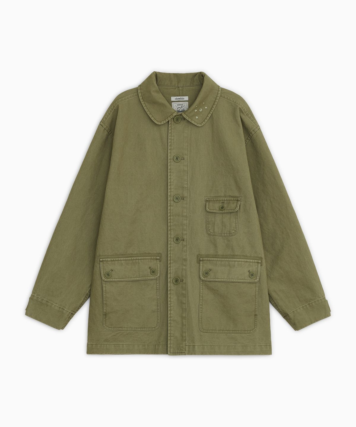 오헤시오(OHESHIO) STAR FLORAL WASHED COTTON JACKET, OLIVE