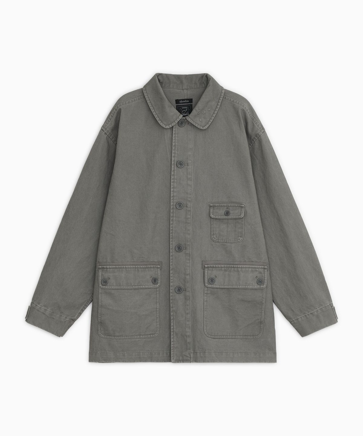 오헤시오(OHESHIO) STAR FLORAL WASHED COTTON JACKET, CHARCOAL