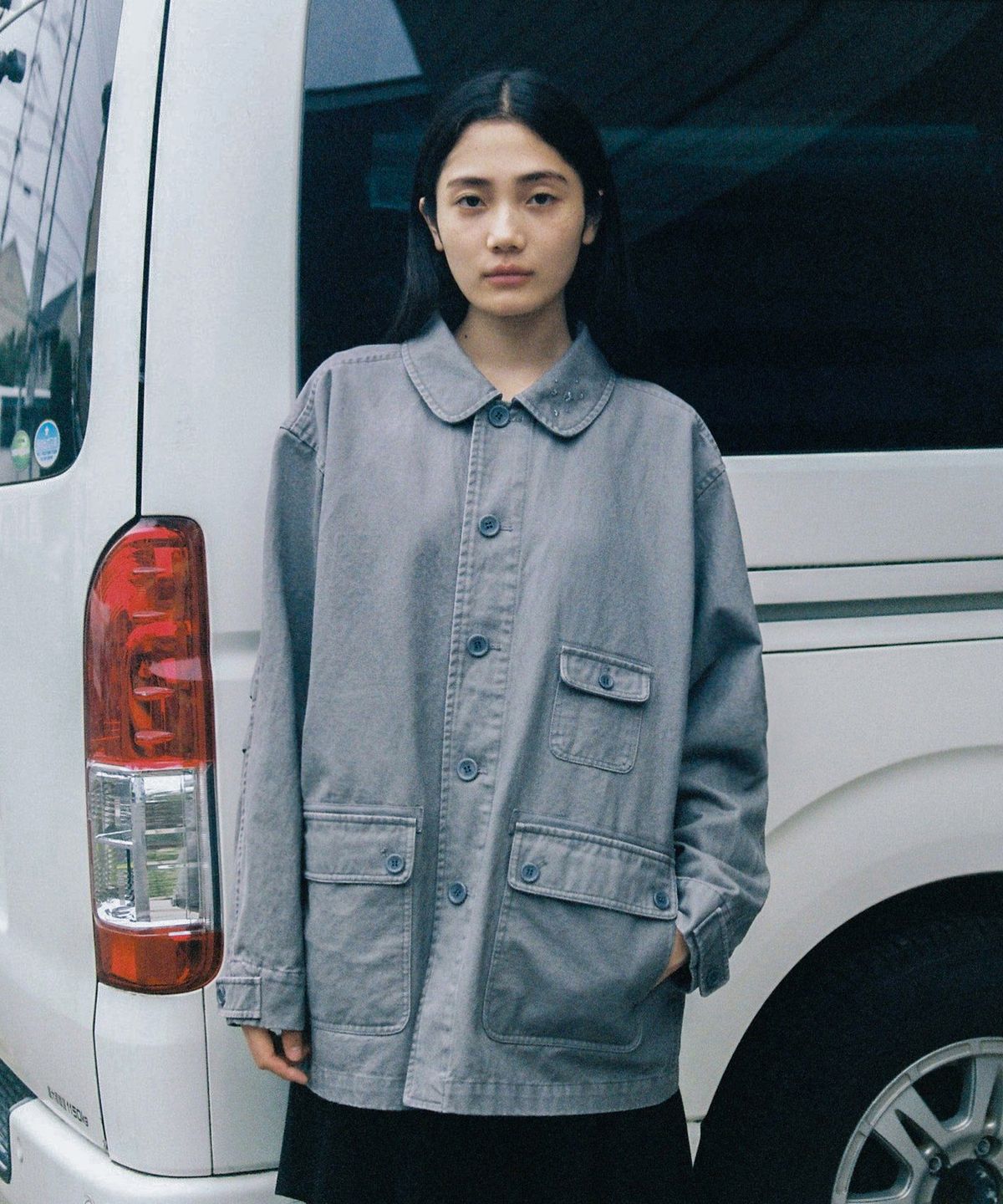 오헤시오(OHESHIO) STAR FLORAL WASHED COTTON JACKET, CHARCOAL