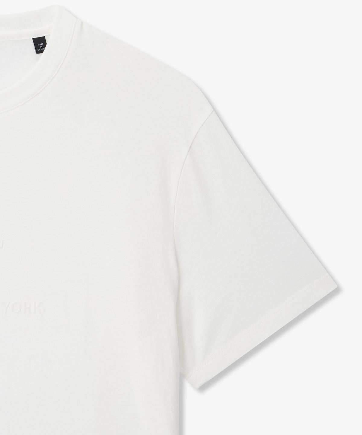 아르마니 익스체인지(ARMANI EXCHANGE) 남성 엠보 로고 디테일 코튼 티셔츠 _오프 화이트_A416130032