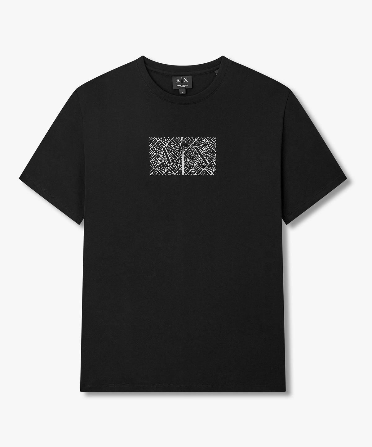 아르마니 익스체인지(ARMANI EXCHANGE) 남성 로고 타이포 그래픽 코튼 티셔츠 _블랙_A416130026