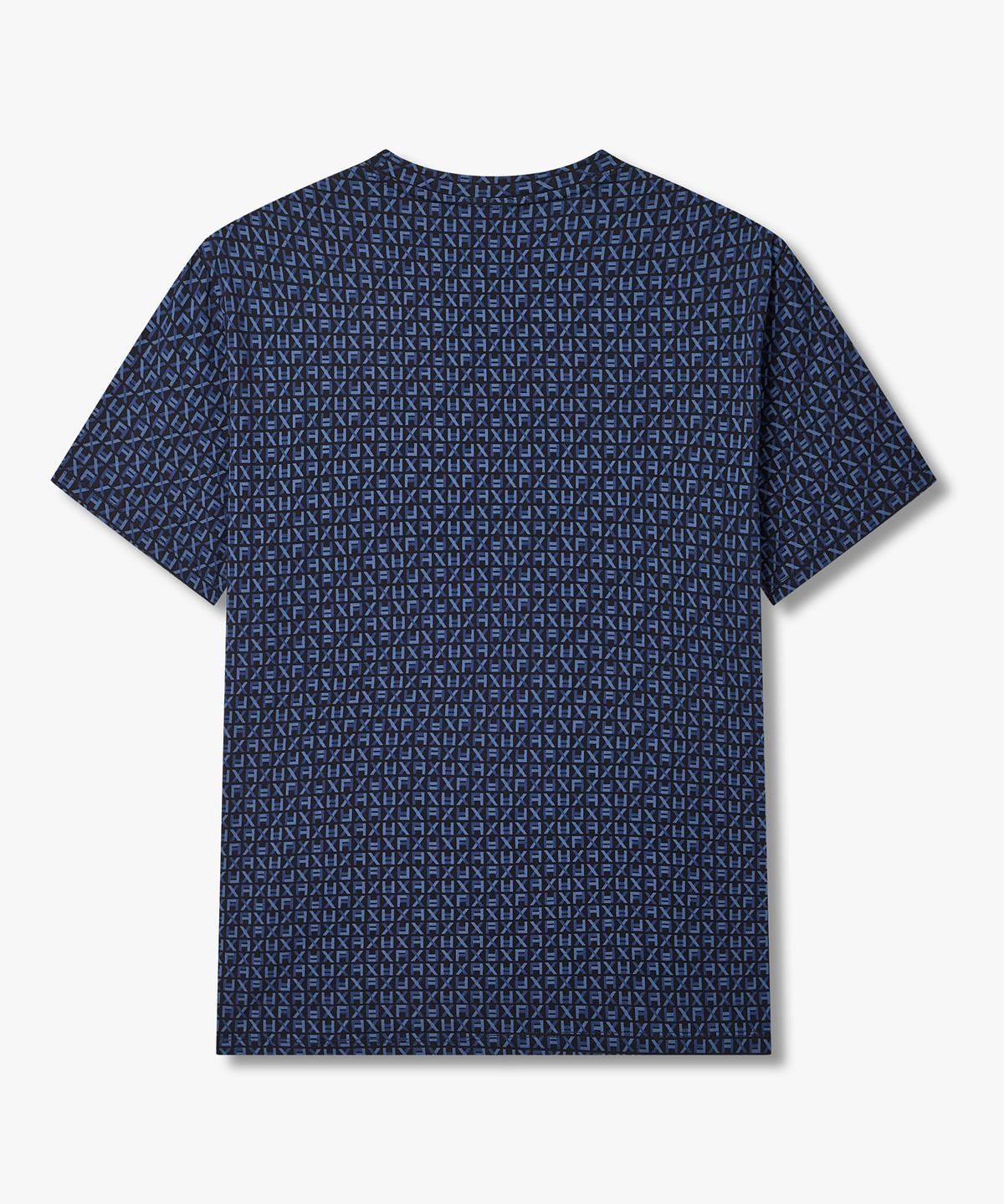 아르마니 익스체인지(ARMANI EXCHANGE) 남성 올오버 모노그램 로고 코튼 티셔츠 _블루_A416130022