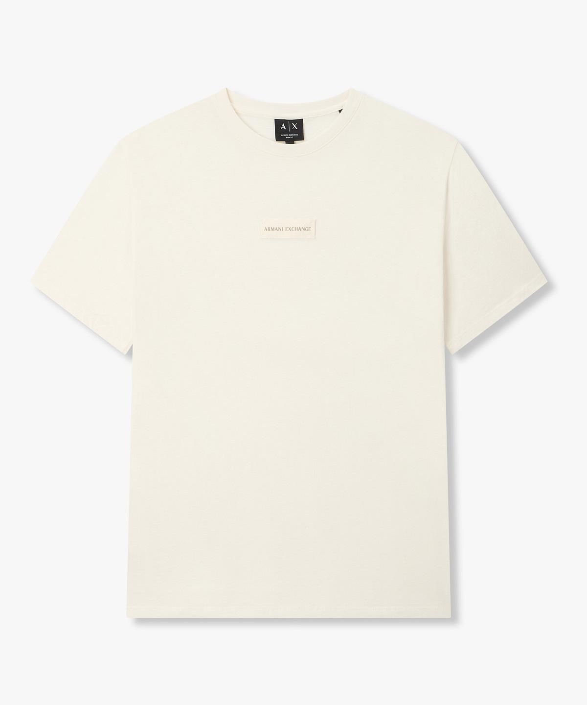 아르마니 익스체인지(ARMANI EXCHANGE) 남성 웨빙 로고 패치 크루넥 티셔츠 _크림_A416130010