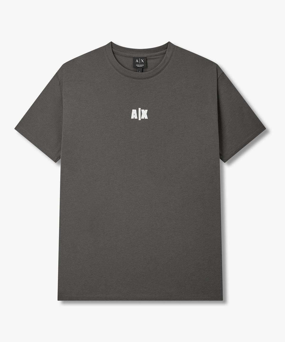 아르마니 익스체인지(ARMANI EXCHANGE) 남성 스티치 로고 패치 코튼 티셔츠 _다크 그레이_A416130017