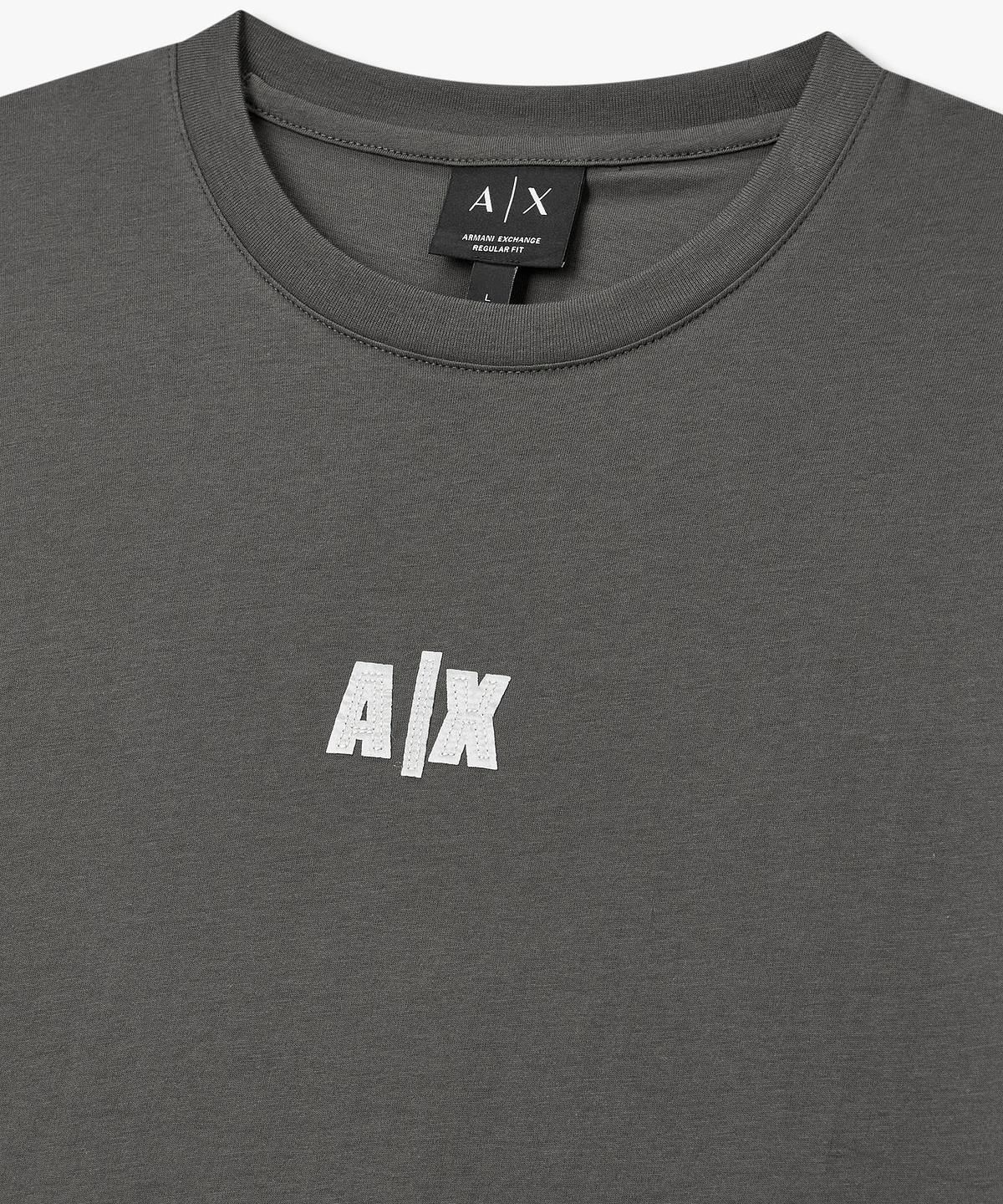 아르마니 익스체인지(ARMANI EXCHANGE) 남성 스티치 로고 패치 코튼 티셔츠 _다크 그레이_A416130017