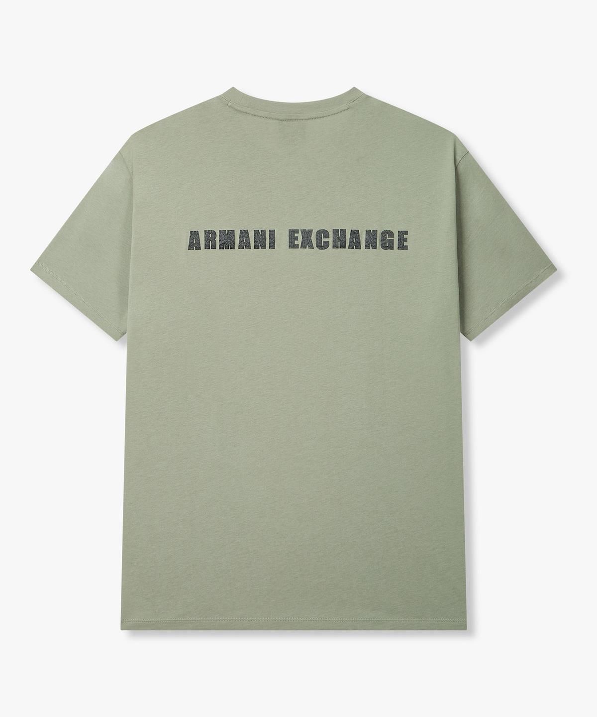 아르마니 익스체인지(ARMANI EXCHANGE) 남성 스티치 로고 패치 코튼 티셔츠 _그린_A416130016
