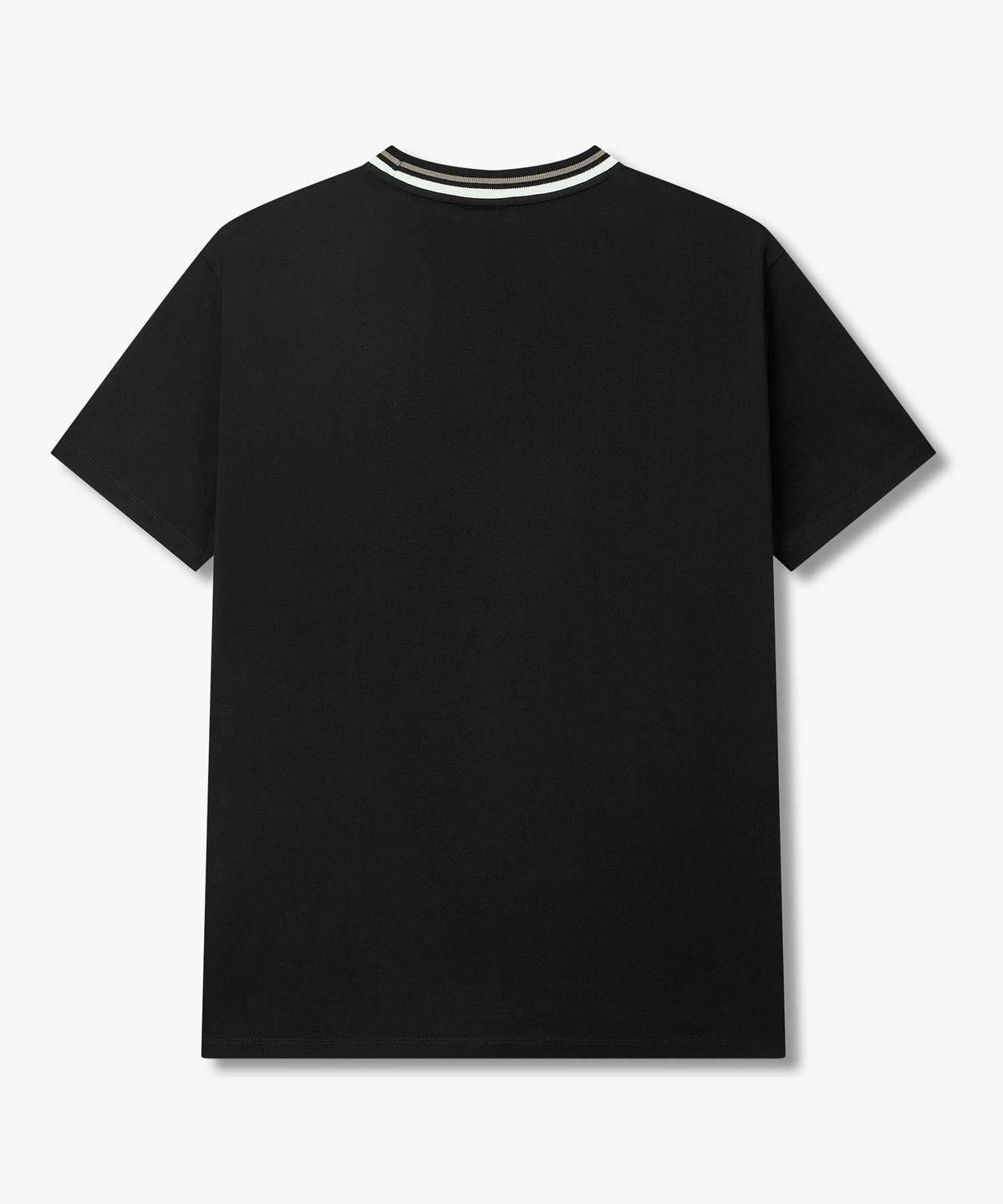 아르마니 익스체인지(ARMANI EXCHANGE) 남성 배색 립 니트 크루넥 티셔츠 _블랙_A416130007