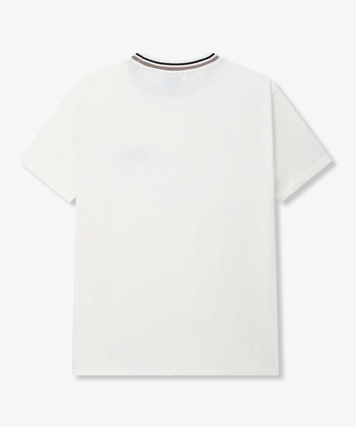 아르마니 익스체인지(ARMANI EXCHANGE) 남성 배색 립 니트 크루넥 티셔츠 _화이트_A416130006