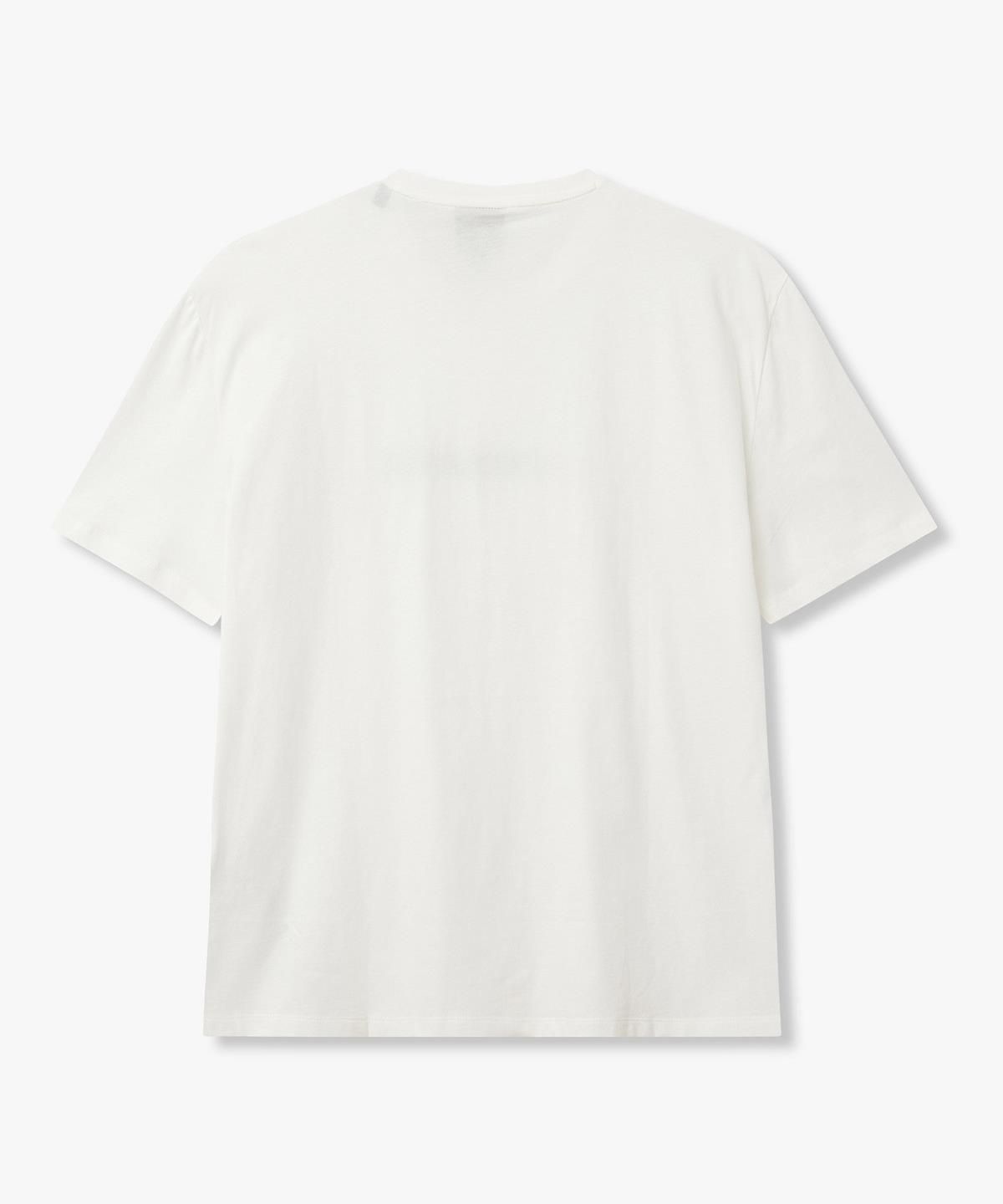 아르마니 익스체인지(ARMANI EXCHANGE) 남성 그라데이션 로고 자수 티셔츠 _오프 화이트_A416130027