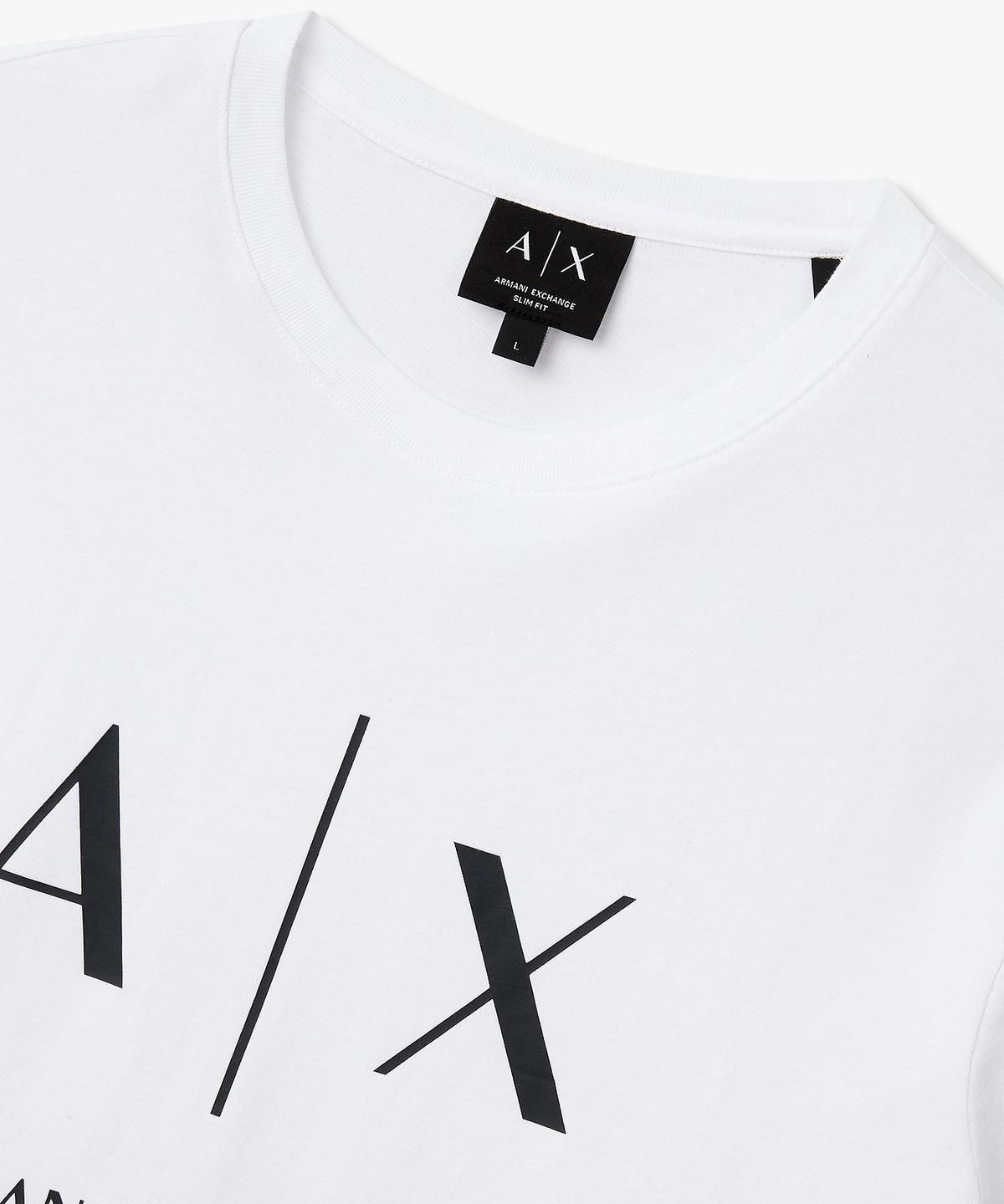 아르마니 익스체인지(ARMANI EXCHANGE) 남성 빅 로고 프린트 티셔츠 _화이트_A416130906