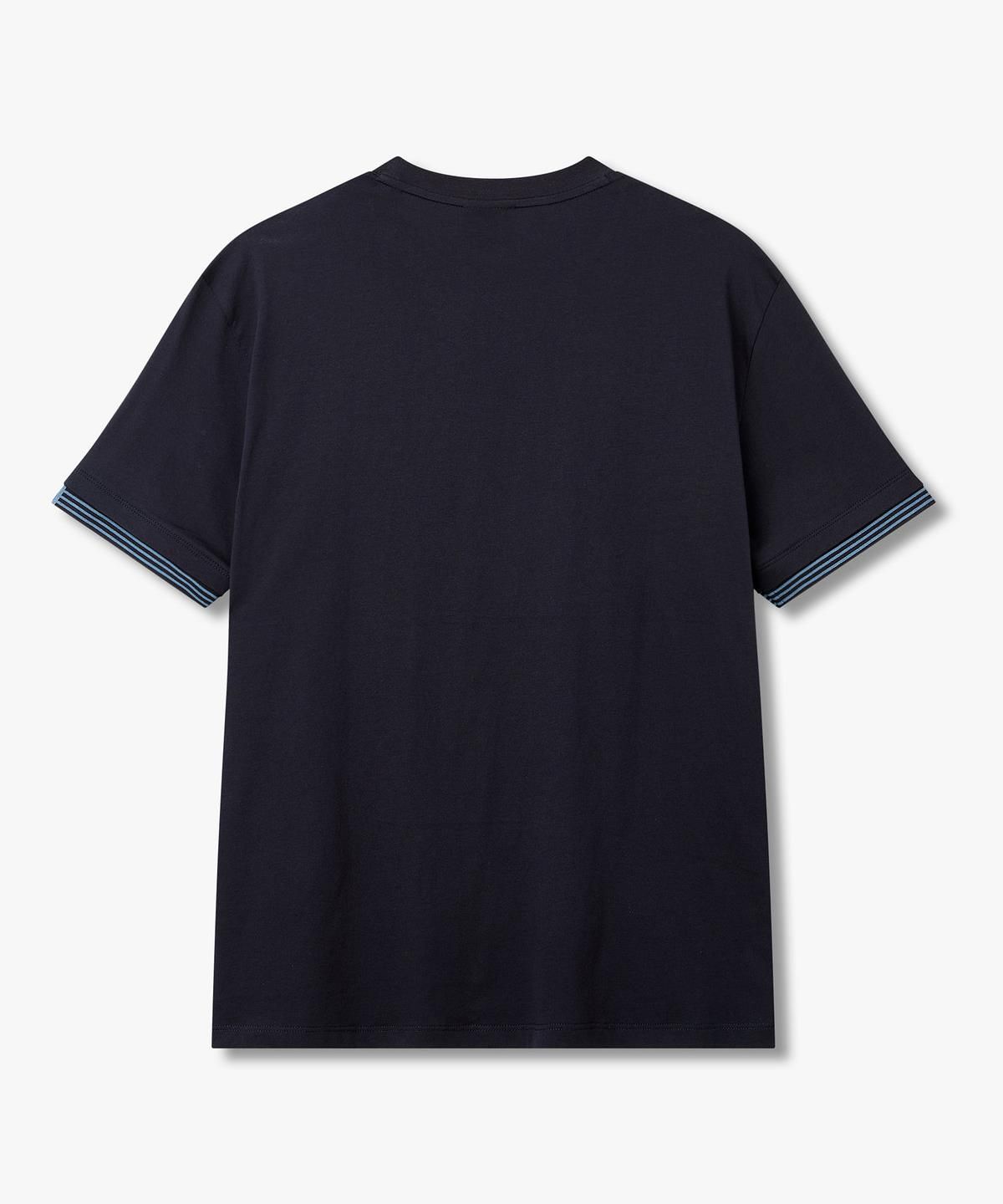 아르마니 익스체인지(ARMANI EXCHANGE) 남성 스트라이프 트리밍 티셔츠 _다크 네이비_A416130037