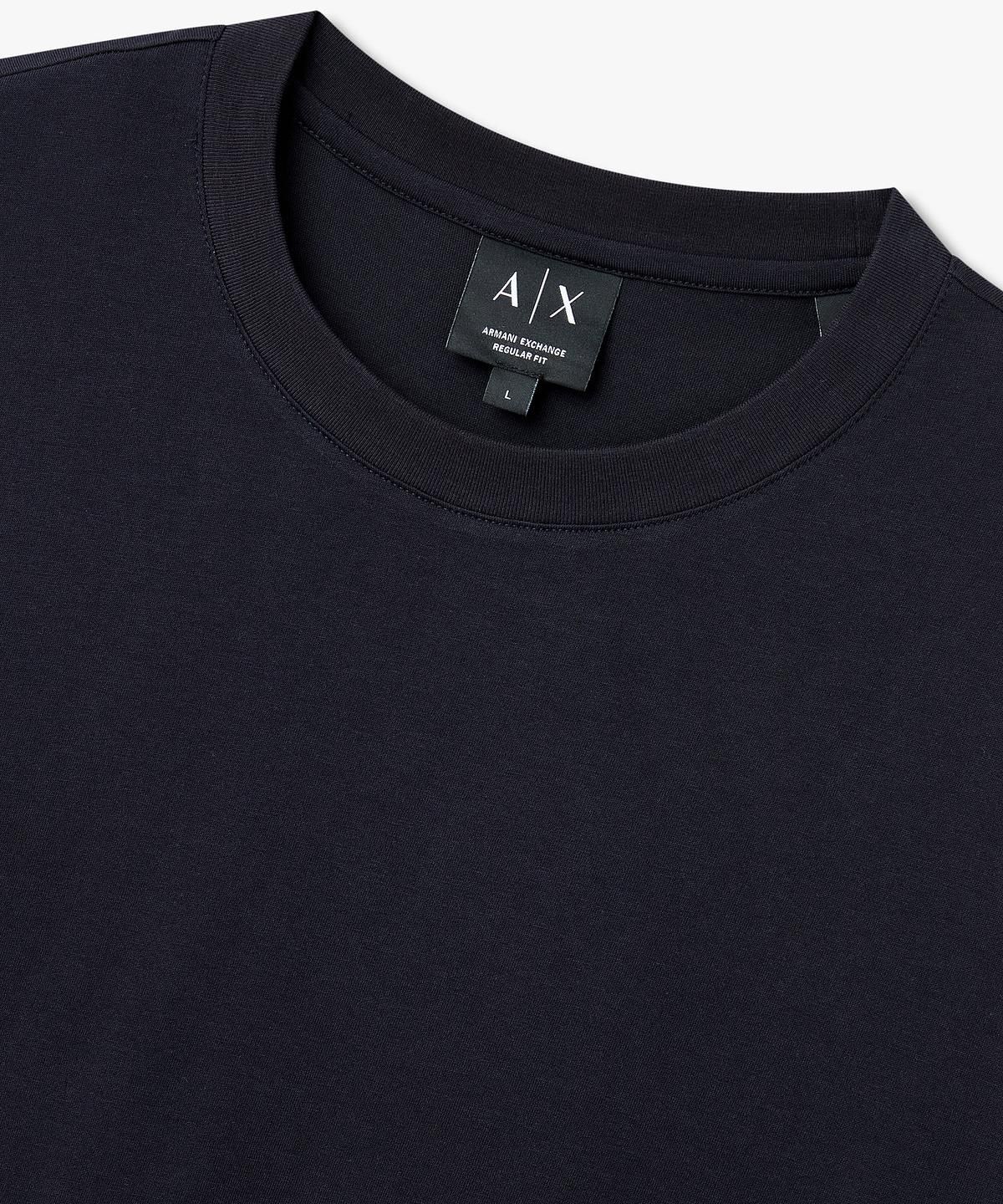 아르마니 익스체인지(ARMANI EXCHANGE) 남성 스트라이프 트리밍 티셔츠 _다크 네이비_A416130037