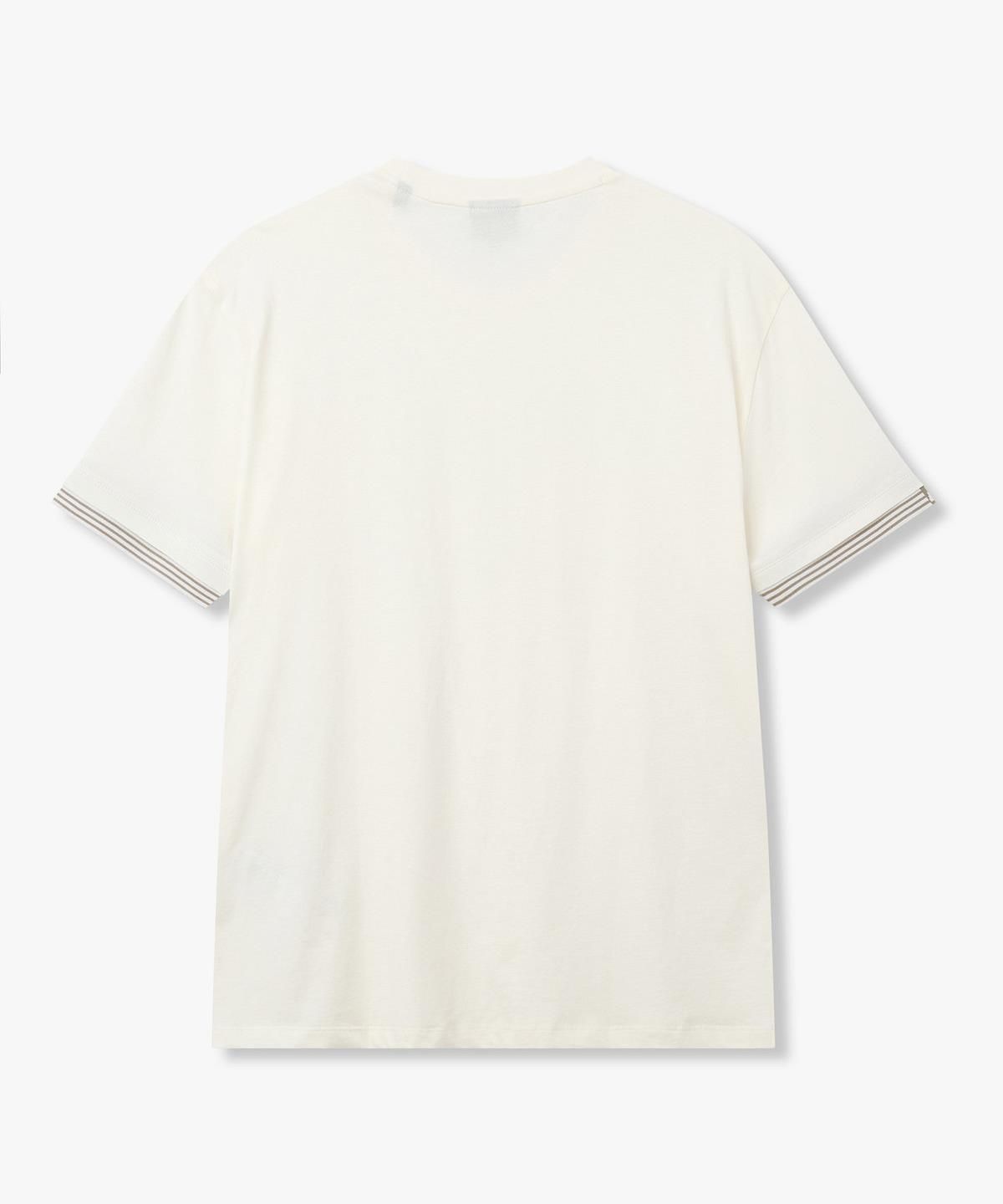 아르마니 익스체인지(ARMANI EXCHANGE) 남성 스트라이프 트리밍 티셔츠 _크림_A416130036