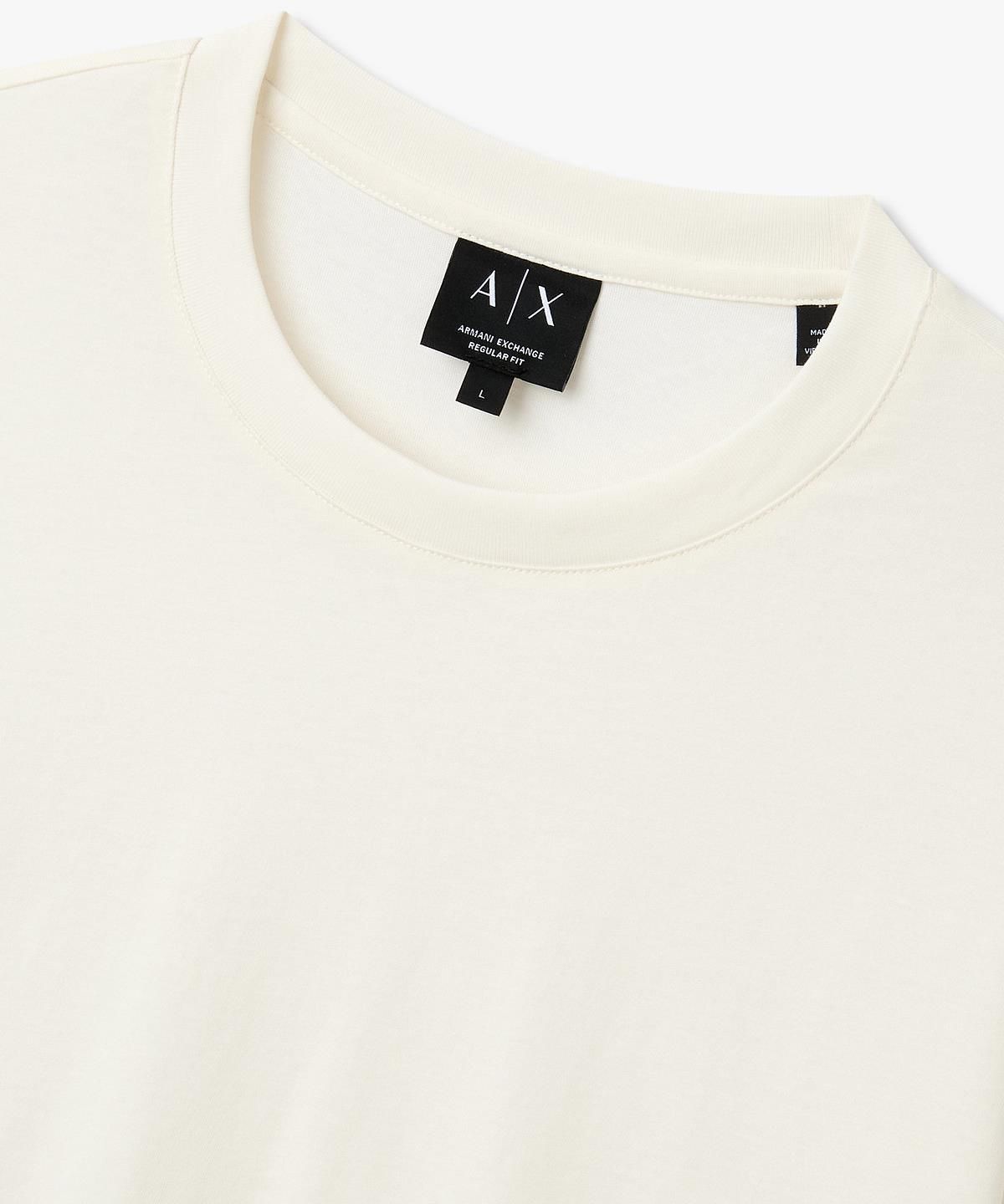 아르마니 익스체인지(ARMANI EXCHANGE) 남성 스트라이프 트리밍 티셔츠 _크림_A416130036