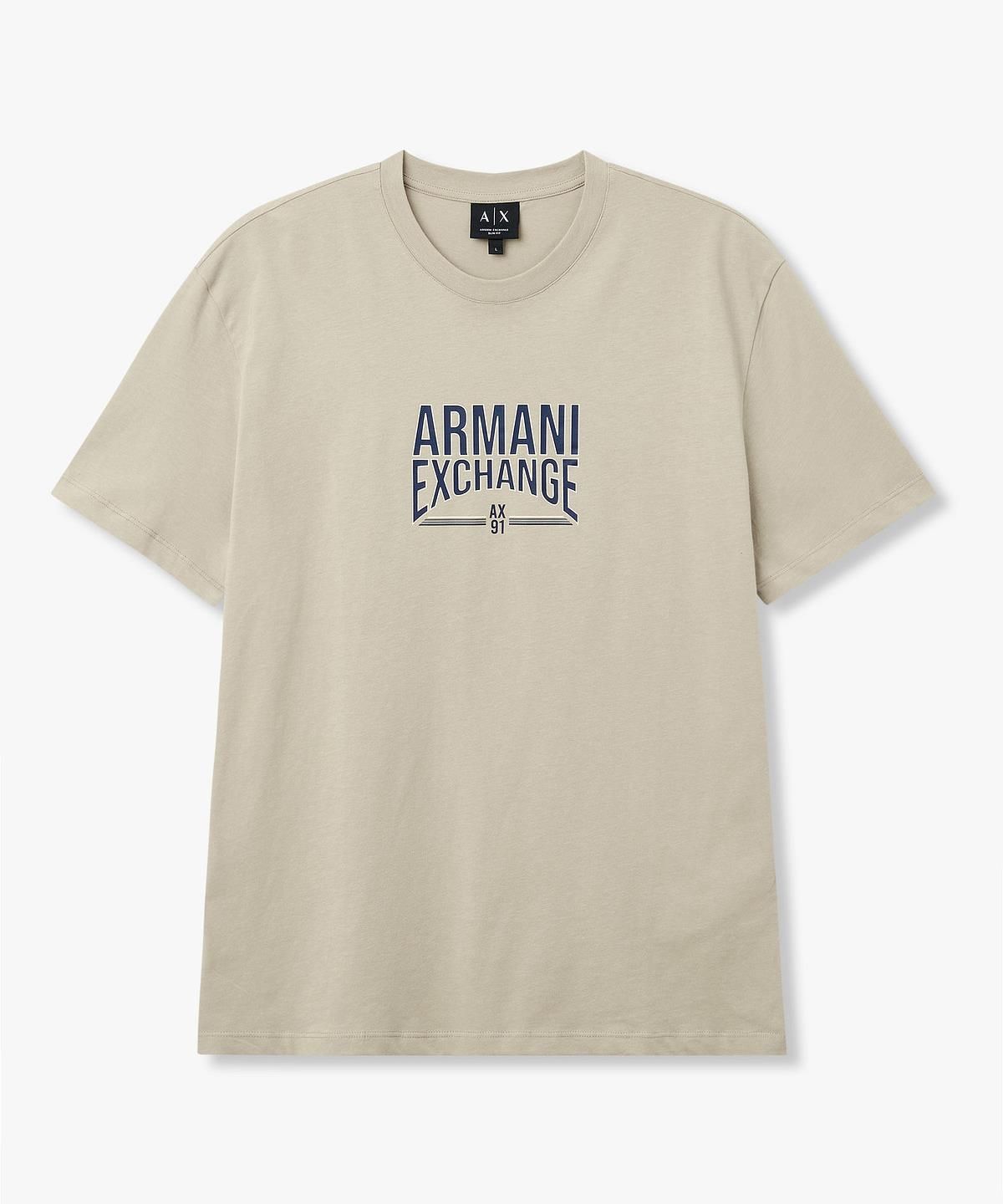 아르마니 익스체인지(ARMANI EXCHANGE) 남성 아치 로고 프린트 티셔츠 _카키 베이지_A416130034