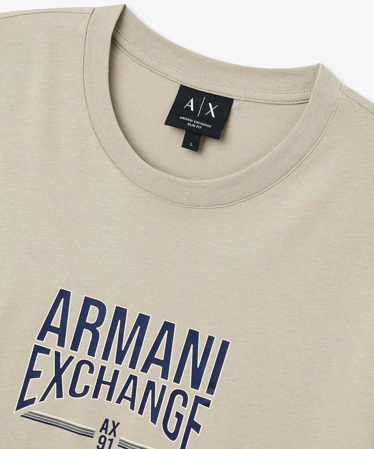 아르마니 익스체인지(ARMANI EXCHANGE) 남성 아치 로고 프린트 티셔츠 _카키 베이지_A416130034