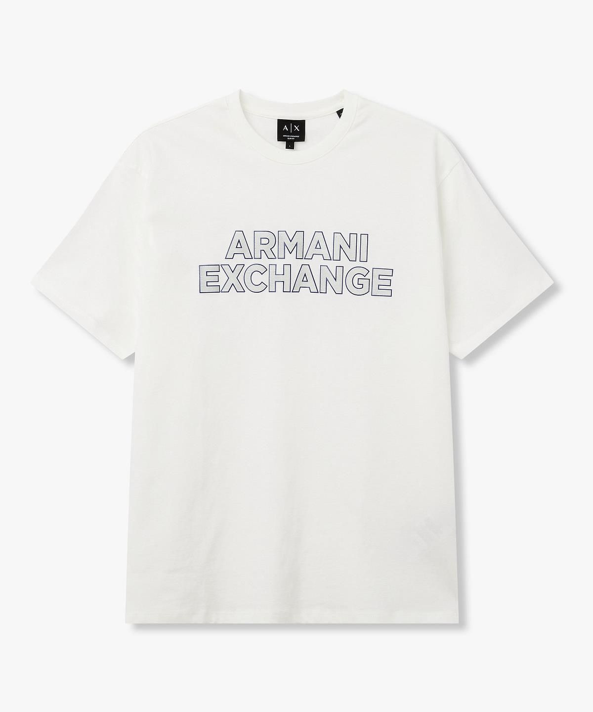 아르마니 익스체인지(ARMANI EXCHANGE) 남성 브러시 로고 패치 티셔츠 _오프 화이트_A416130008