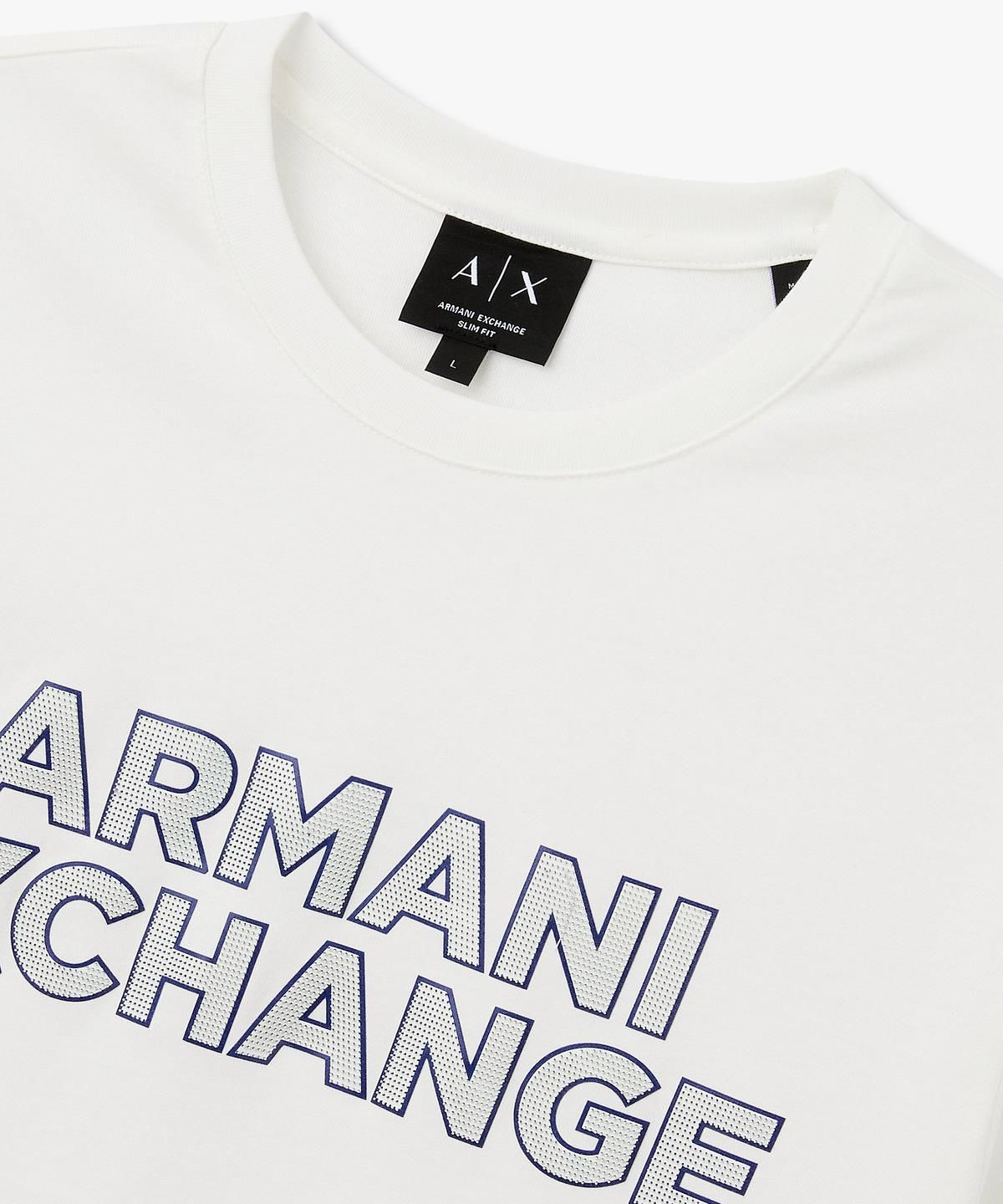 아르마니 익스체인지(ARMANI EXCHANGE) 남성 브러시 로고 패치 티셔츠 _오프 화이트_A416130008