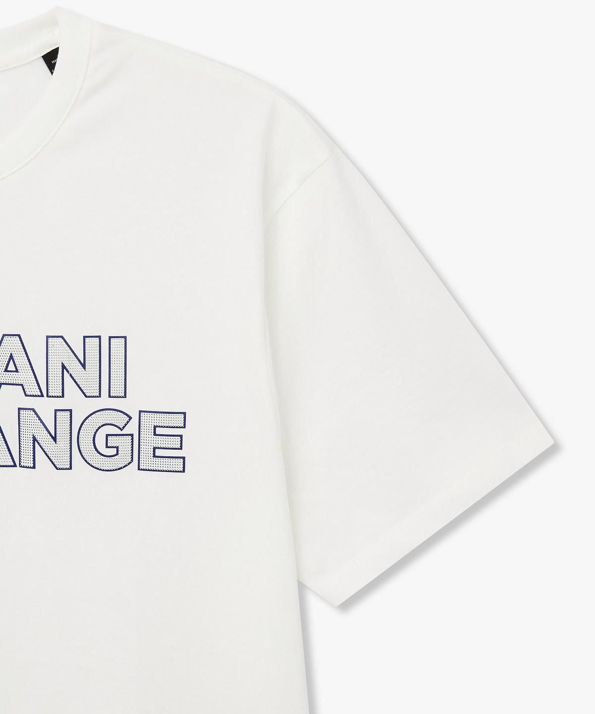 아르마니 익스체인지(ARMANI EXCHANGE) 남성 브러시 로고 패치 티셔츠 _오프 화이트_A416130008