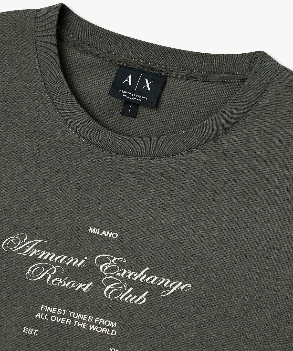 아르마니 익스체인지(ARMANI EXCHANGE) 남성 시그니처 로고 티셔츠 _다크 그린_A416130042