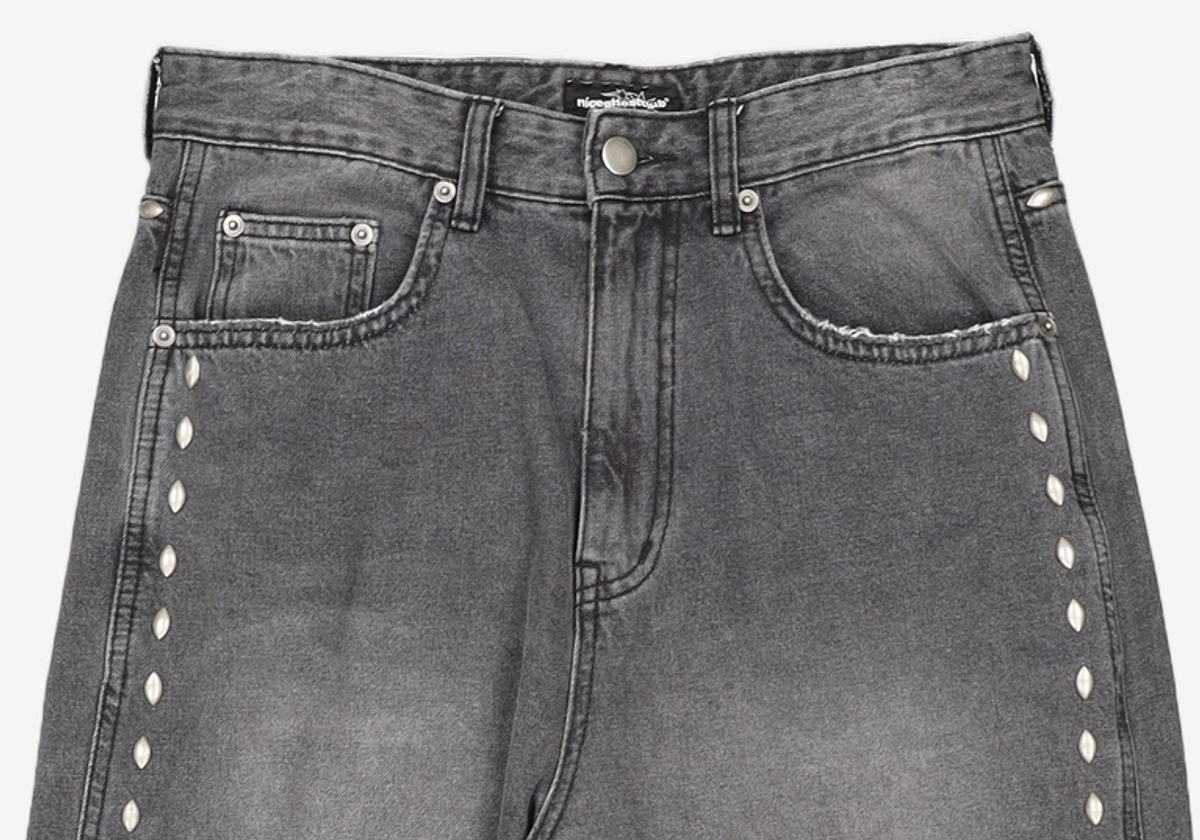 나이스고스트클럽(NICEGHOSTCLUB) STUD WIDE DENIM PANTS_BLACK(NG2ESUD112A) M
