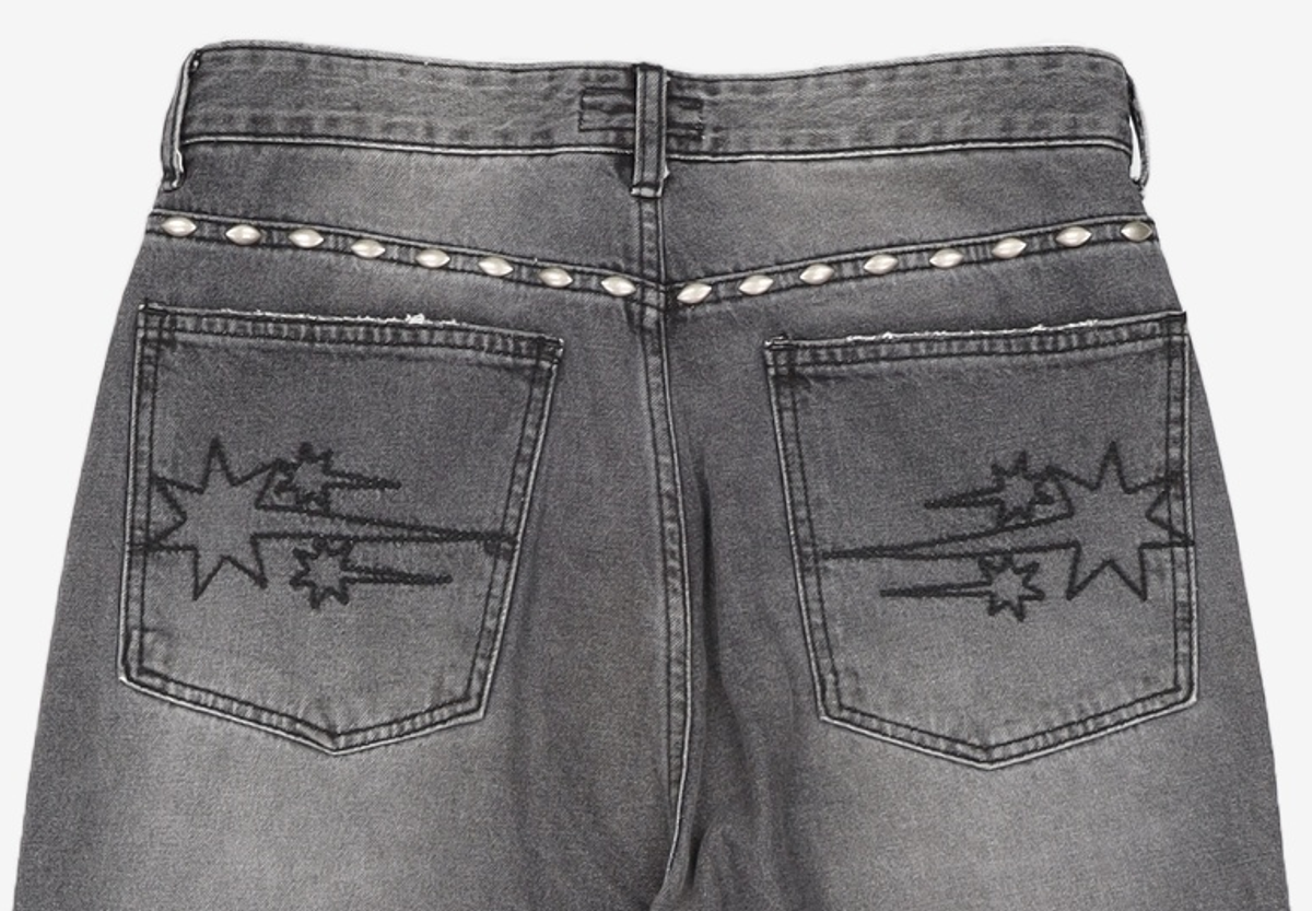 나이스고스트클럽(NICEGHOSTCLUB) STUD WIDE DENIM PANTS_BLACK(NG2ESUD112A) M
