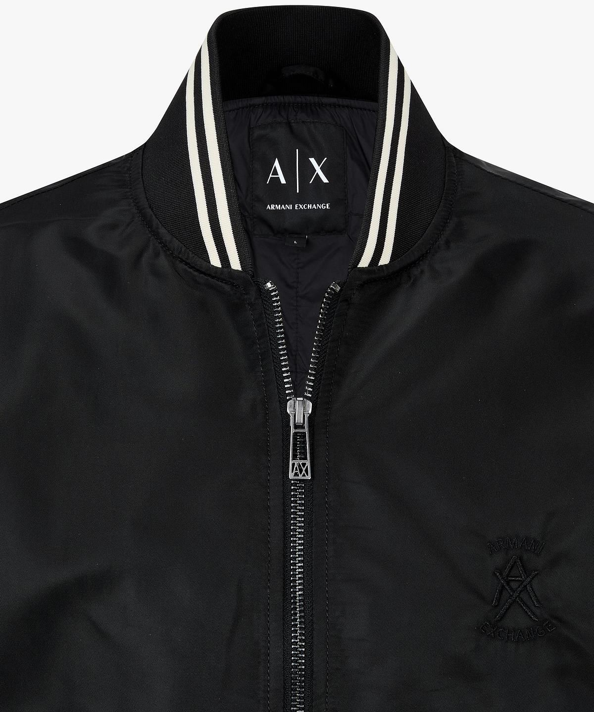 아르마니 익스체인지(ARMANI EXCHANGE) 남성 스트라이프 시보리 블루종 자켓 _블랙_A416110008