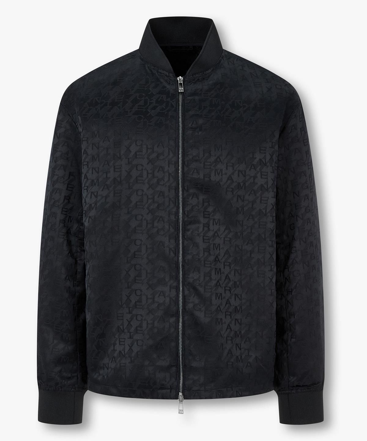 아르마니 익스체인지(ARMANI EXCHANGE) 남성 로고 패턴 새틴 블루종 자켓 _다크 네이비_A416110011