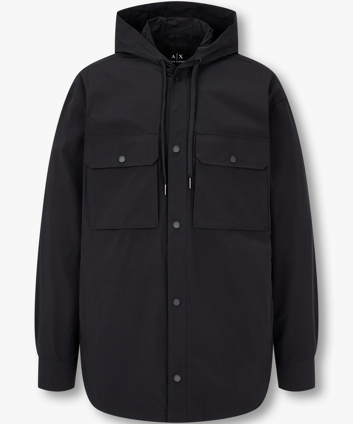 아르마니 익스체인지(ARMANI EXCHANGE) 남성 스트링 후드 플랩 포켓 자켓 _블랙_A415110014