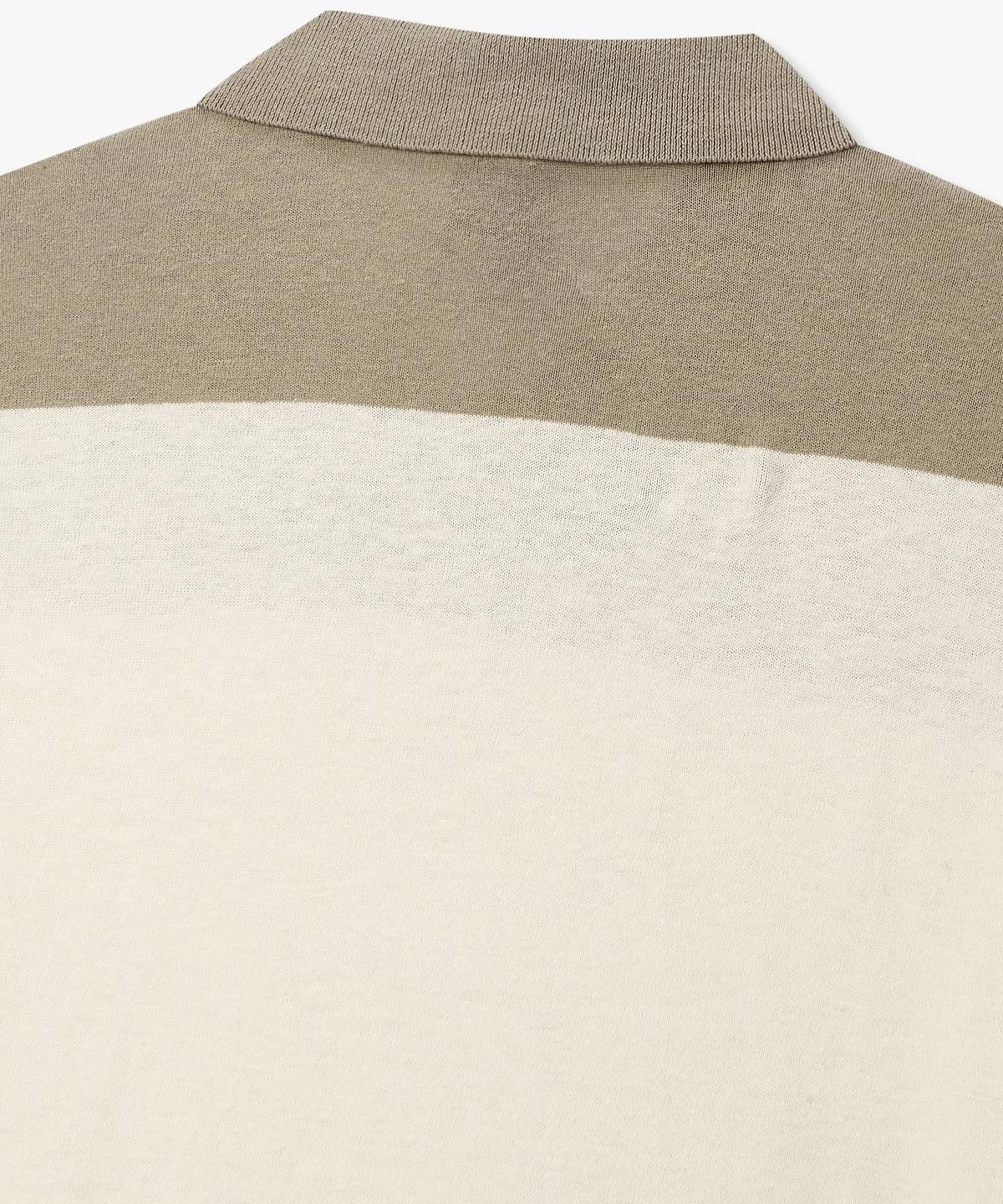 아르마니 익스체인지(ARMANI EXCHANGE) 남성 린넨 블렌드 배색 폴로 니트 _크림_A416132005